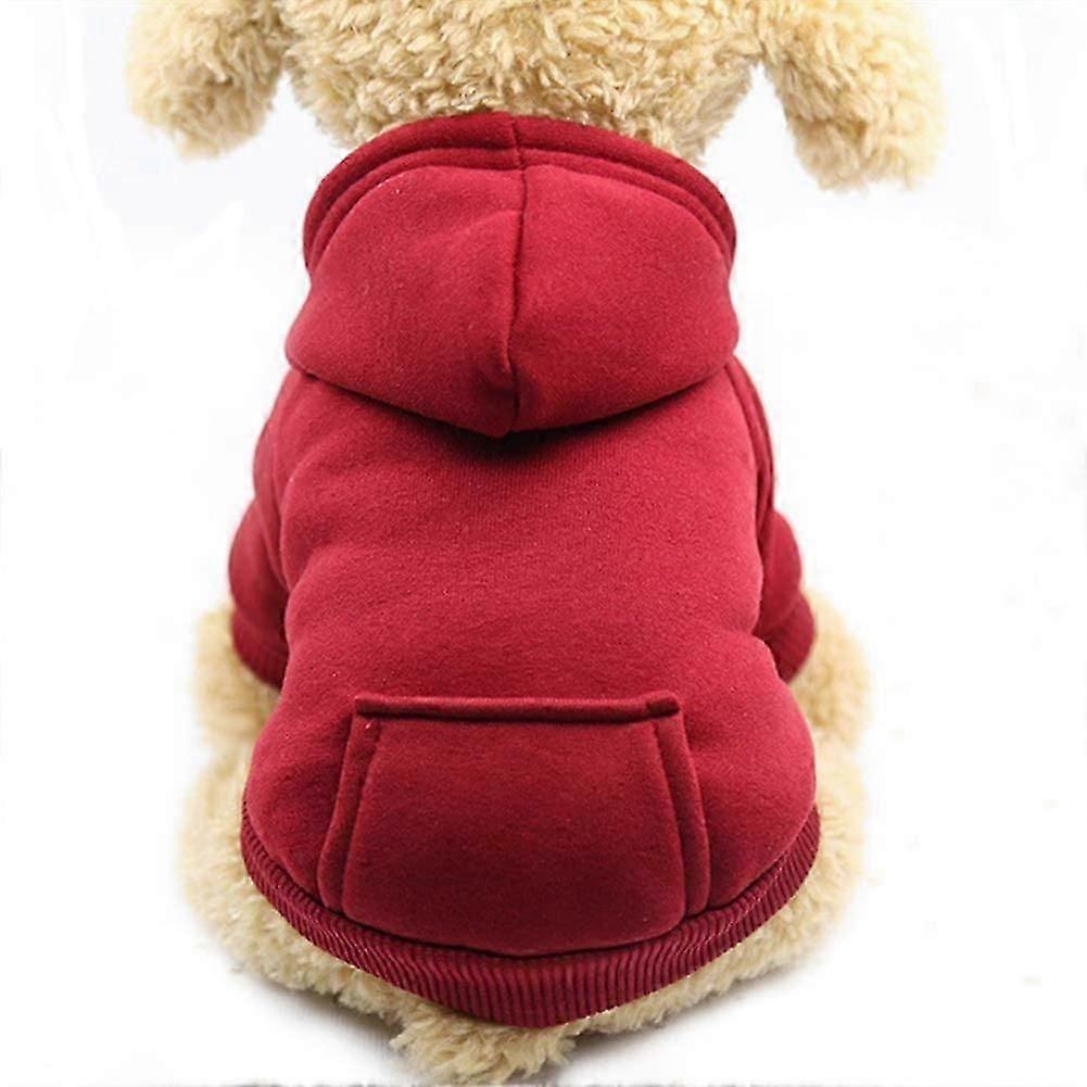 Winter Dog Hoodie Sweaters With Pockets Warm (wine Red, Medium)