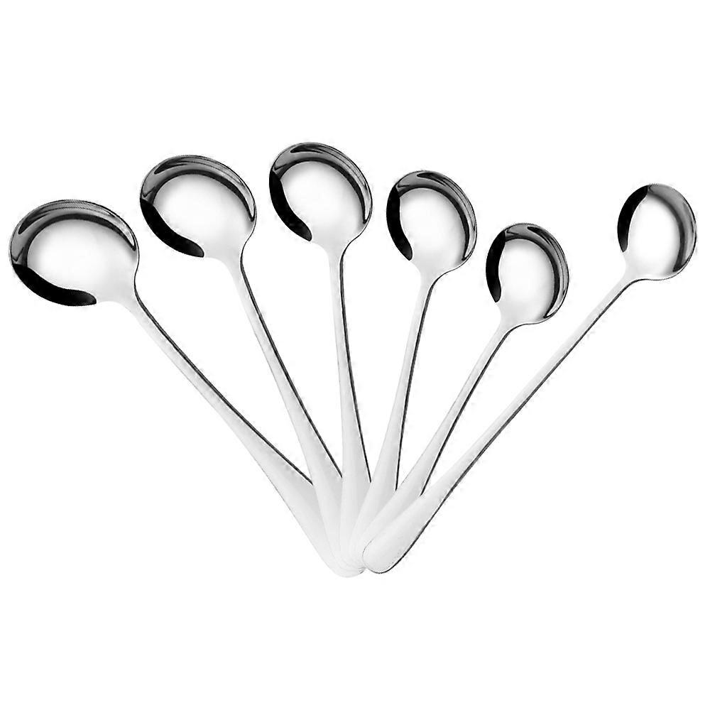 6Pcs Round Long Handle Soup Coffee Spoons - Different Length And Different Dia - Table Middle Spoons with Stainless Steel