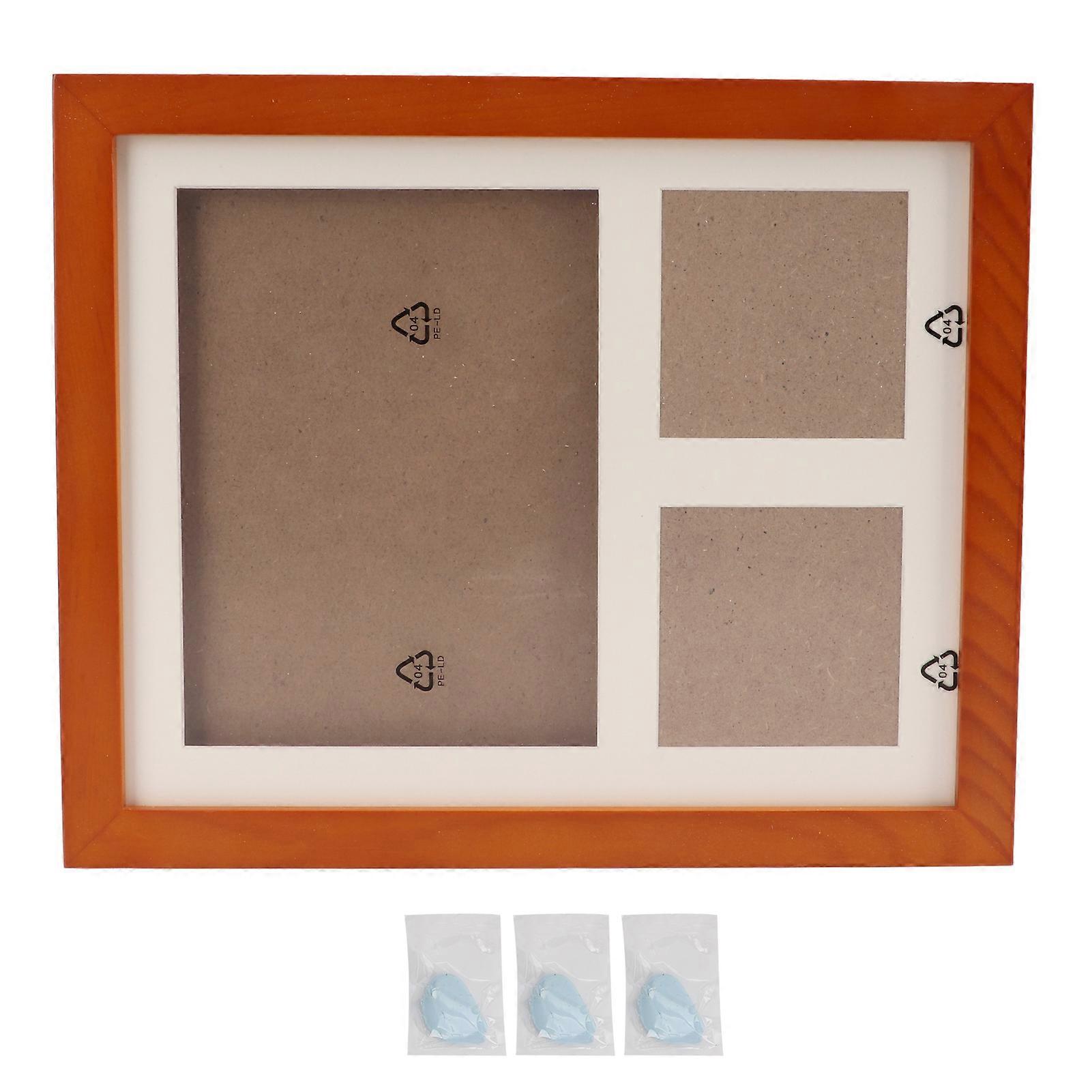 DIY Pet Paw Print Frame Kit Unique Pawprint Keepsake and Picture Fram for Dog Cat Pet Lovers GiftBlue Ink Pad Coffee Frame