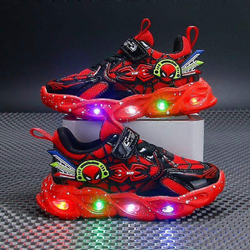 Kids Red Breathable soft soled Kids shoes Luminous Spider-Man sneakers A01