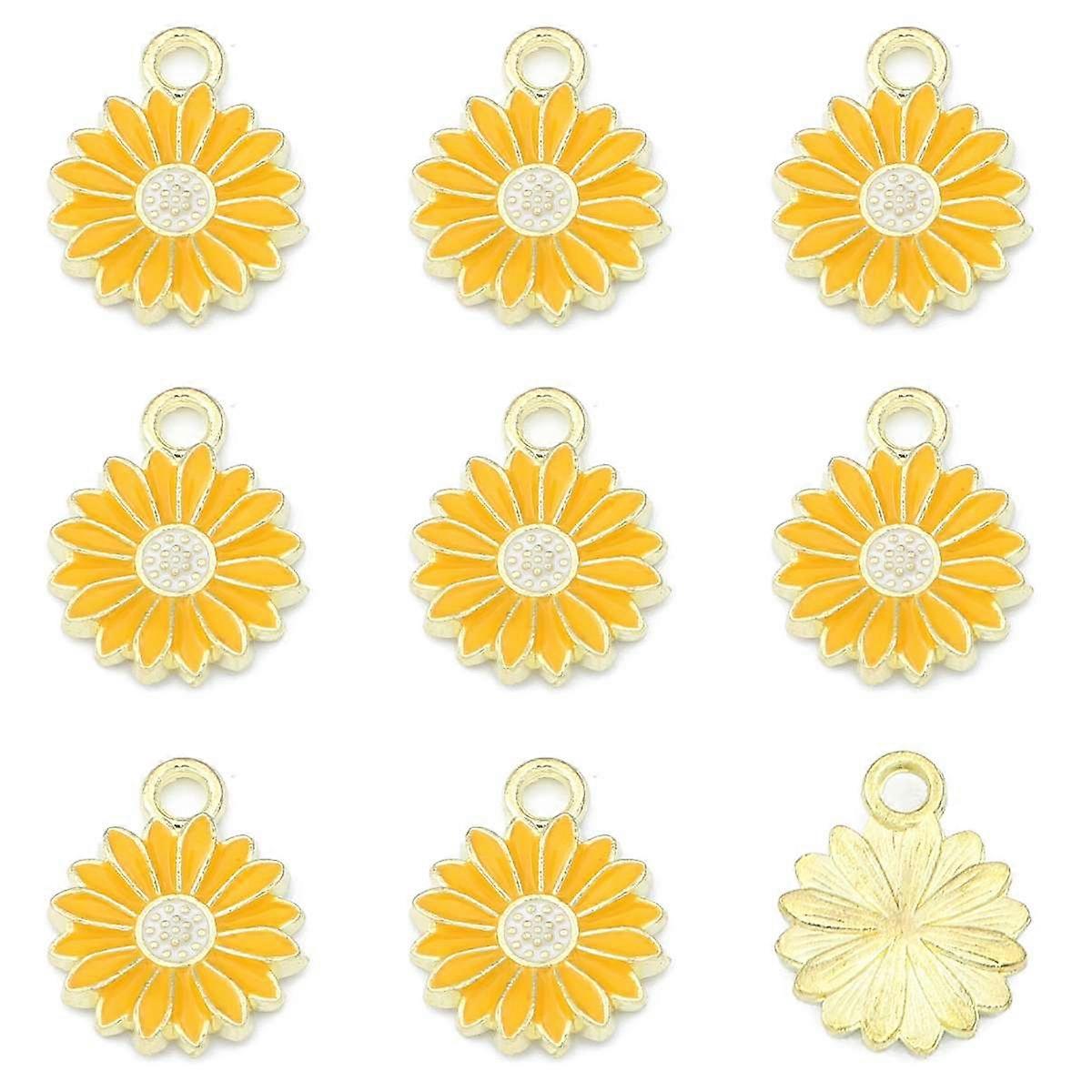 5Pcs Flower Daisy Pendant Alloy Drop Oil Charms For DIY Bracelet Earrings Making Jewelry Findings