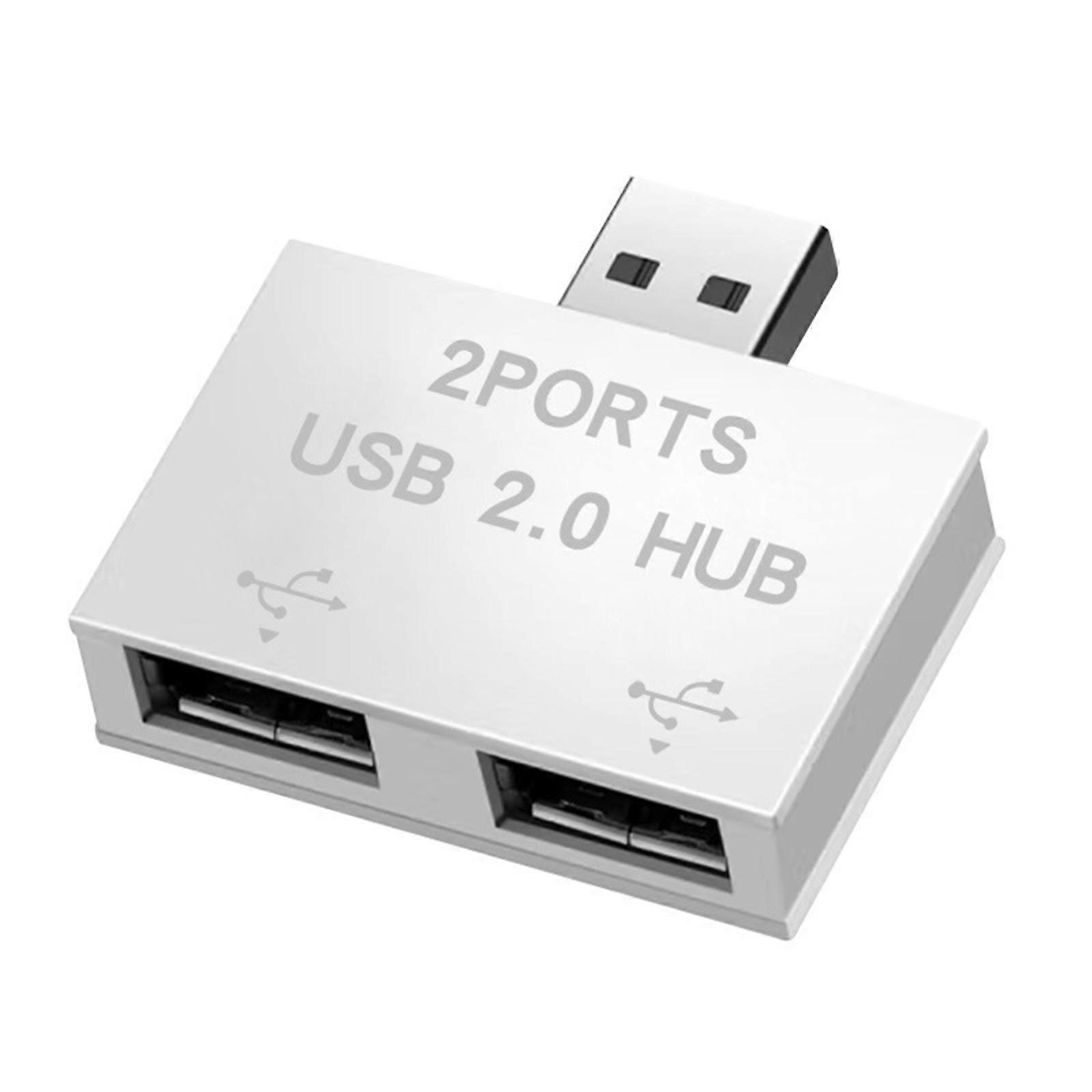 USB 2.0 A Male To 2 Female Splitter Hub Power Cord Adapter For Mouse Keyboard And More Devices White