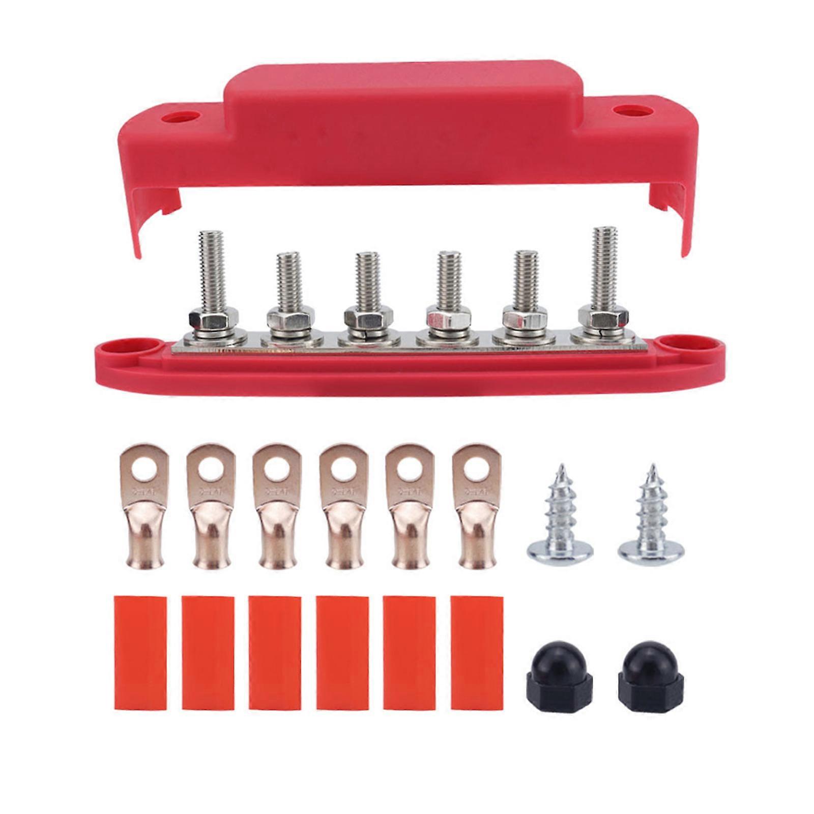 Waterproof Terminal Busbar Wiring Stud Battery Junction Block Power Distribution for Car Marine Caravans Terminal Block Red