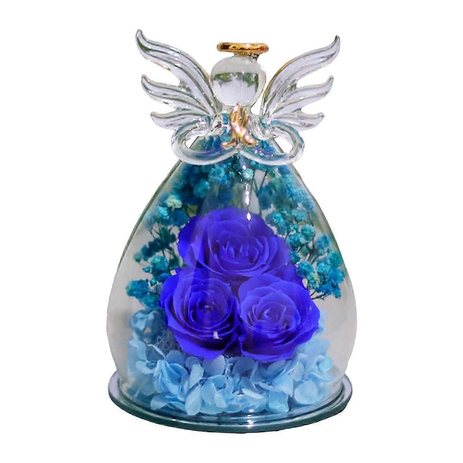 Roses éternelles dans un verre Angel, fleurs préservées pour table, cadeaux de Noël pour maman, grand-mère, épouse
