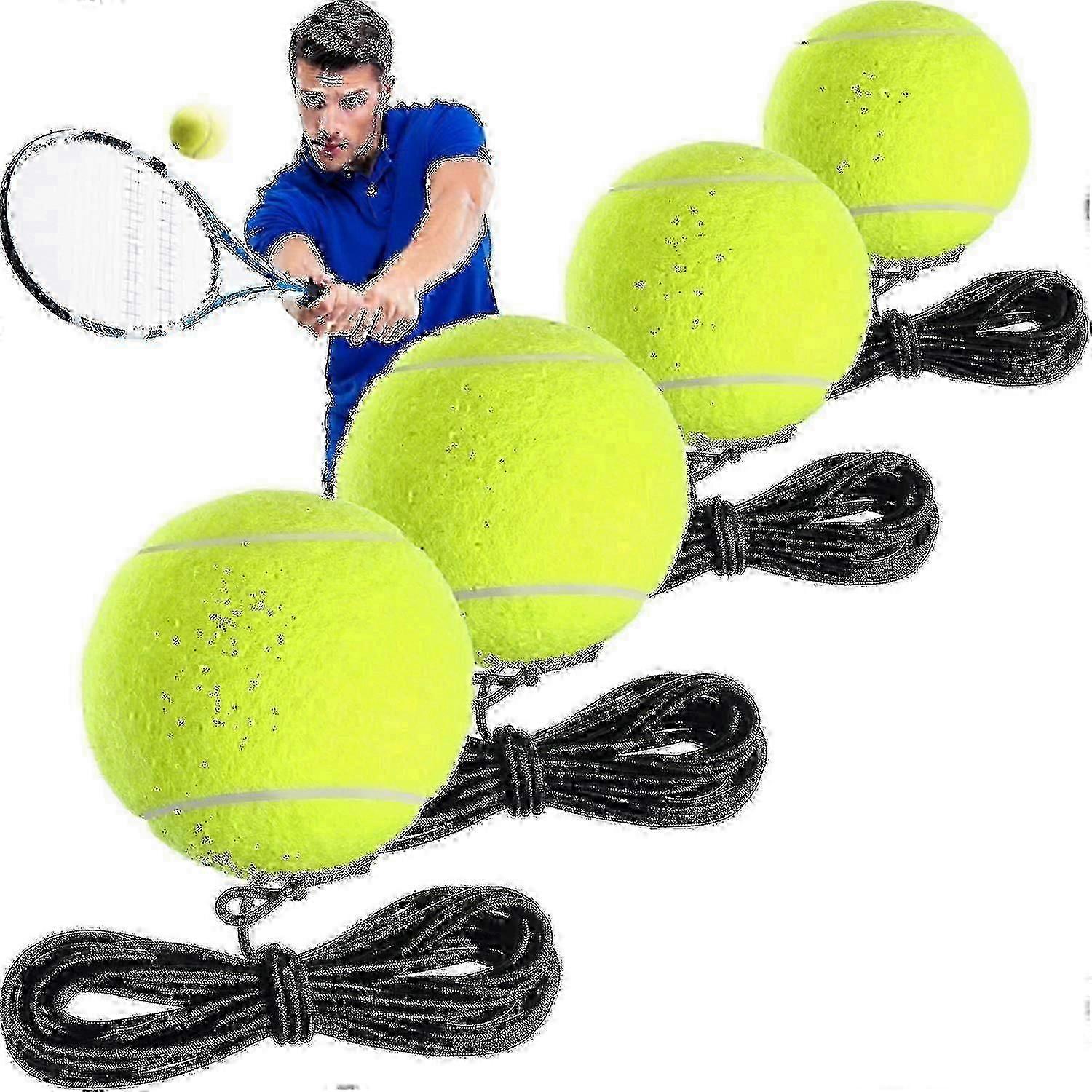 4パック テニストレーニングボール ストリング付き テニストレーナーボール セルフ練習トレーナーツール テニスボールトレーニング器具 テニストレーナー練習用
