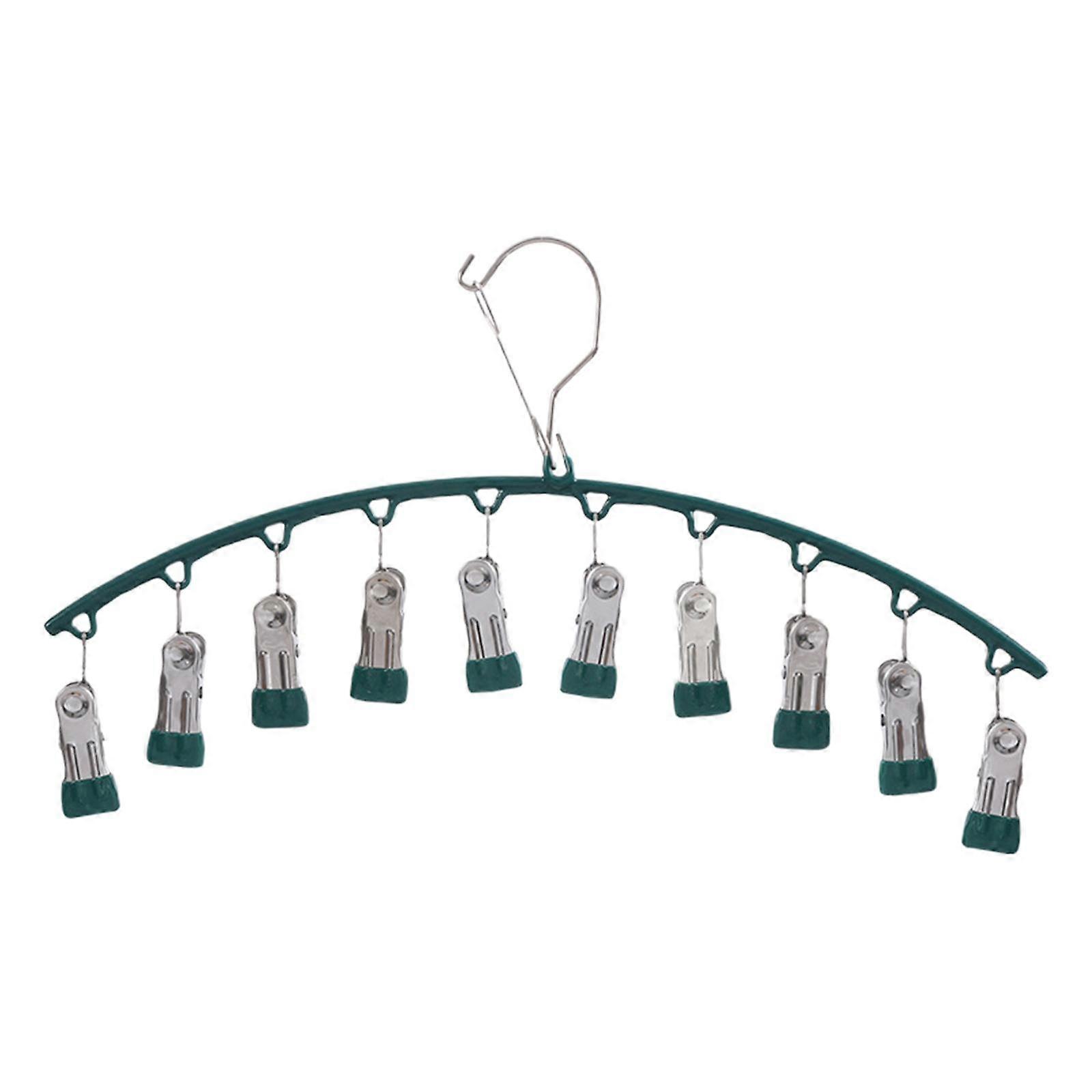 Clothes Hanger with 10 Clips. Laundry Clip. Windproof Sock Drying Rack.