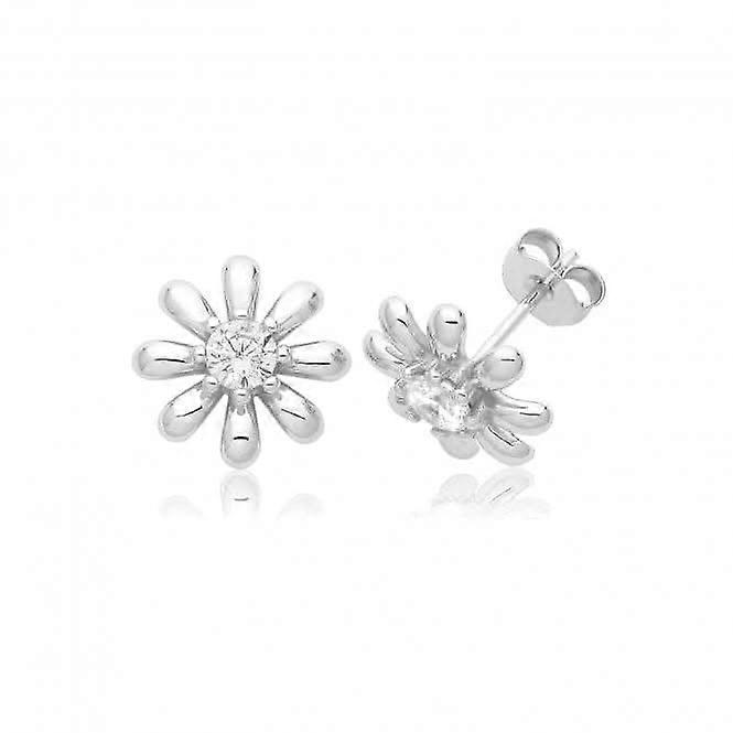 Acotis Silver Studs Rhodium Plated Zirconia Daisy G51354