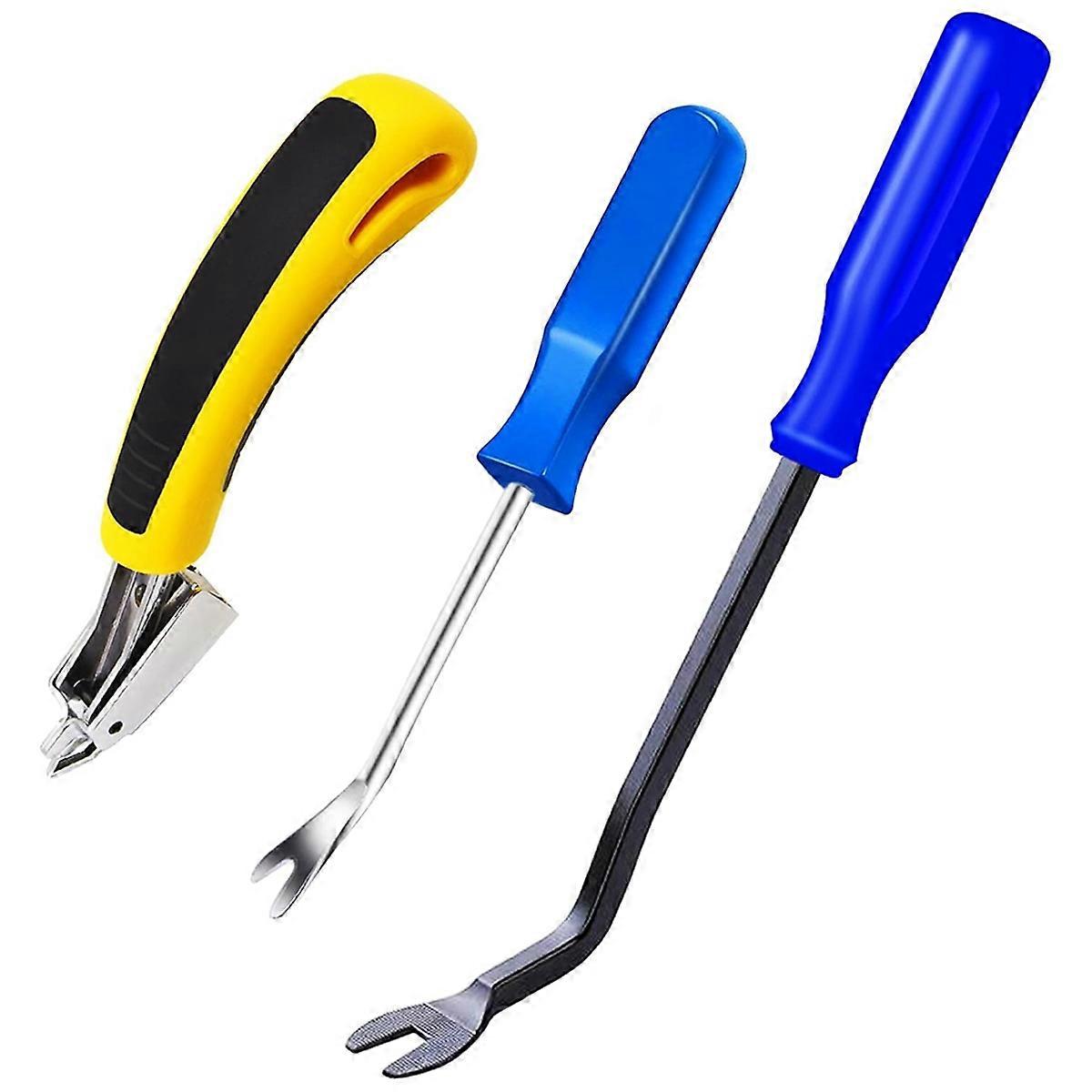 3Pcs Staple Remover, Heavy Duty Upholstery Staple Puller Tool with Ergonomic Handle, Tack-Puller Too