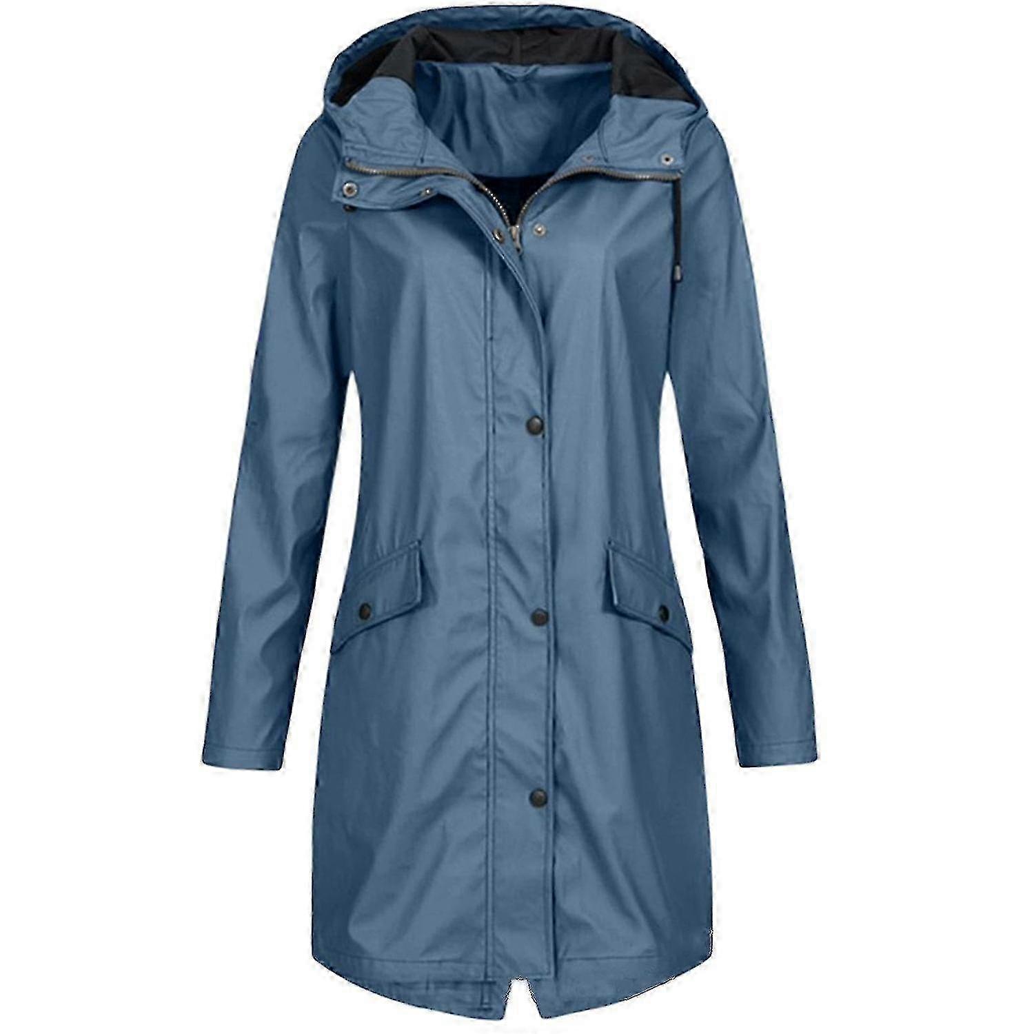 Single-breasted Windbreaker with Hood and Side Pockets for Daily Use Work and Shopping