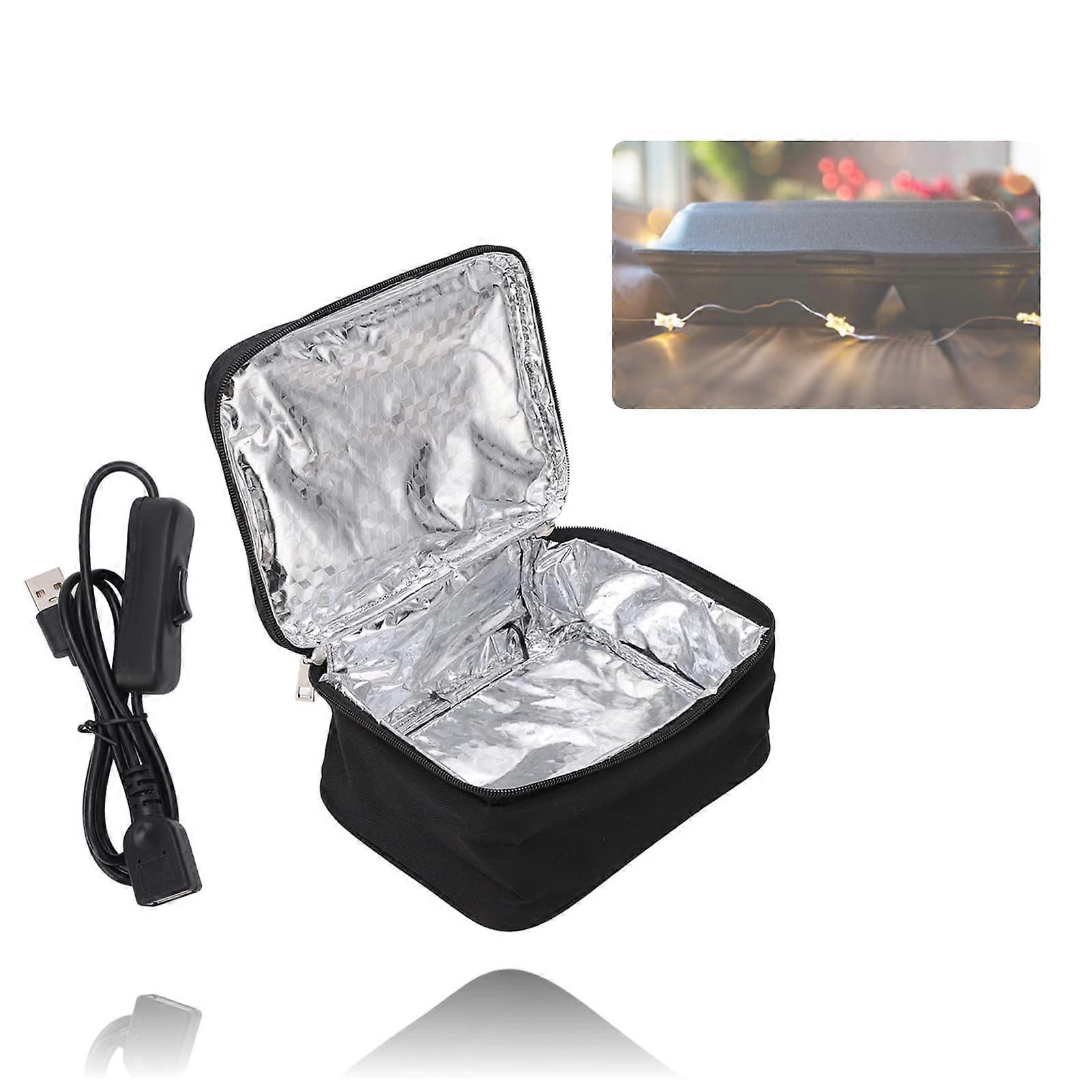 Portable Lunch Box Warmer 20x15.5x8cm Electric Food Warmer with USB Power and Dual Heating Methods for Car and Home