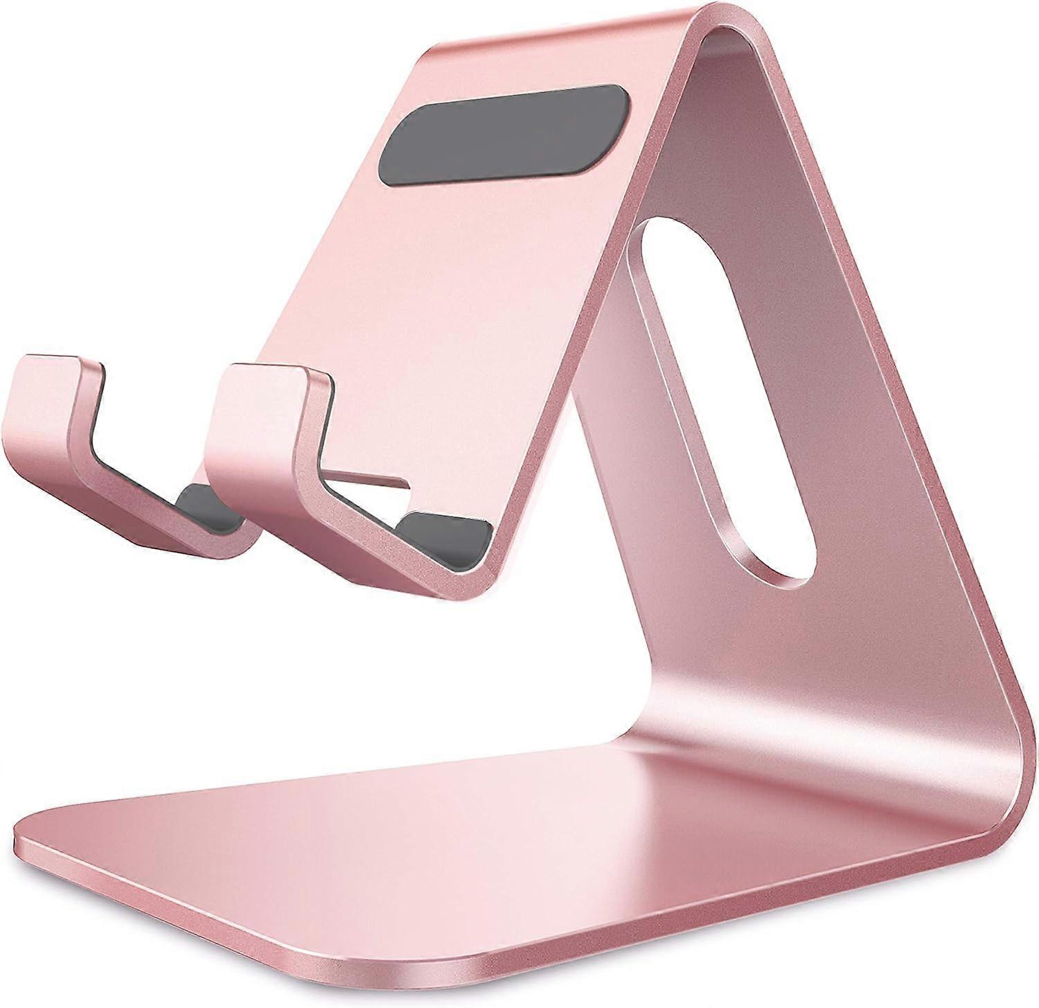 Cell Phone Stand, Desktop Holder Cradle for All Smartphones, Adjustable Rose Color, Durable Design, Universal Compatibility