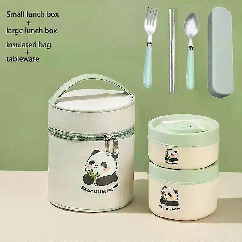 Portable insulated lunch box Kawaii bento box, with tableware and insulated food container, suitable for schools offices picnics