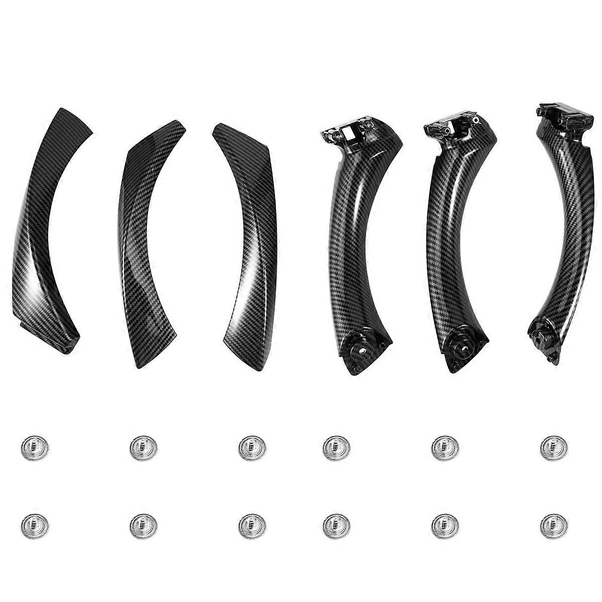 Door Pull Handle Set Replacement for 3 Series E90 E91 E92 316 318 320 325 328i 2004-2012 RHD Carbon Fiber Pattern