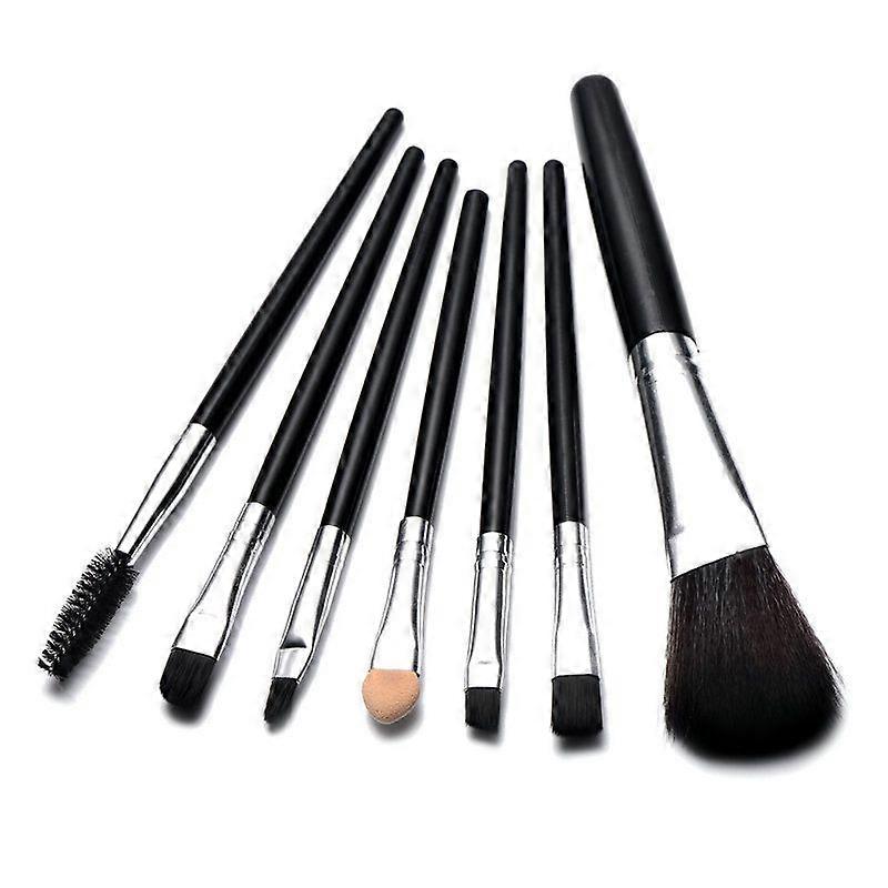makeup brus-beginner sets, 2 eye shadow brushes, 1 lip brush, 1 eyeliner brush, 1 sponge eye brush, 1 eyebrow brush and 1 eyelash brushbrown