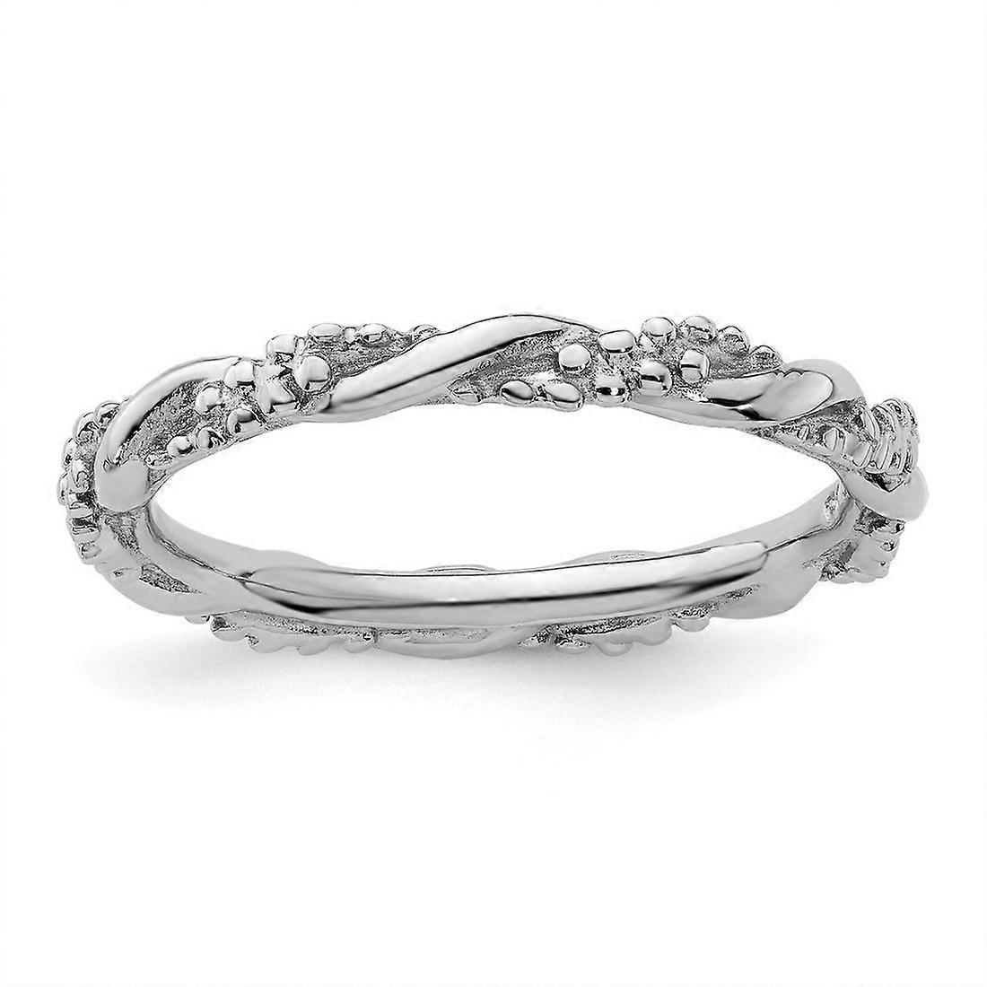 925 Sterling Silver Twisted Polished Stackable Rhodium Twist Ring-Stackable-Ring for Women - Ring Size: 5 to 10