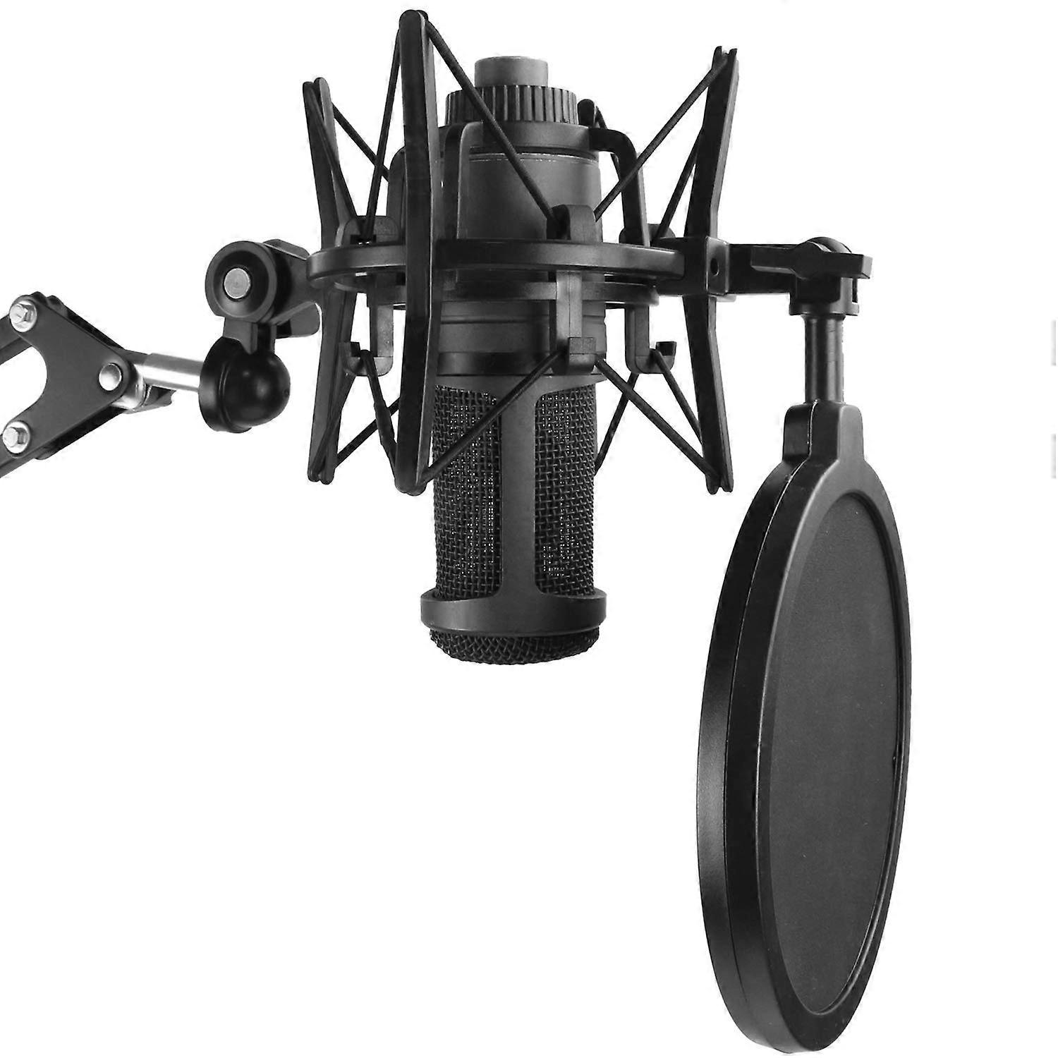 AT Shock Mount with Pop Filter for ATUSB Condenser Microphone, Windscreen to Reduce Vibration Noise, Durable Design