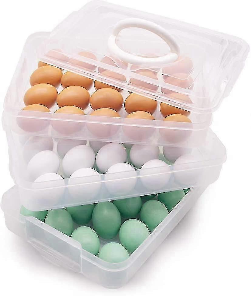 Egg Holder, 3-layer Deviled Egg Tray With Lid Egg Carrier Box Dispenser Container With Handle For 60 Eggs