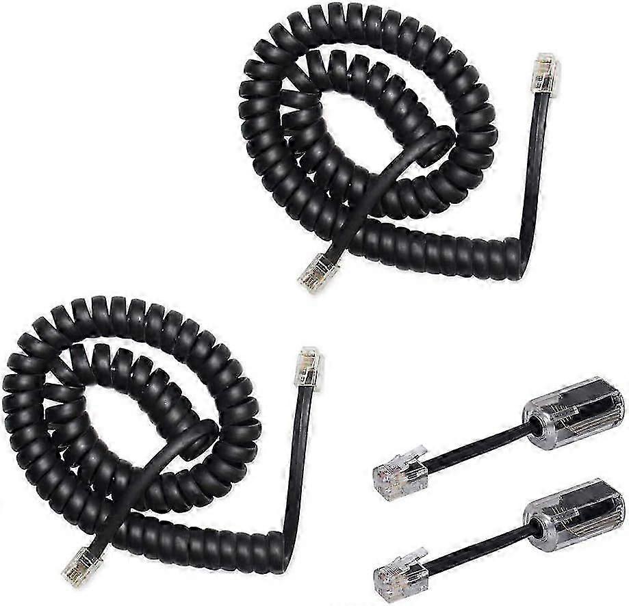 2 Pack 360 Anti-Tangle Swivel Telephone Cord Detanglers, Black