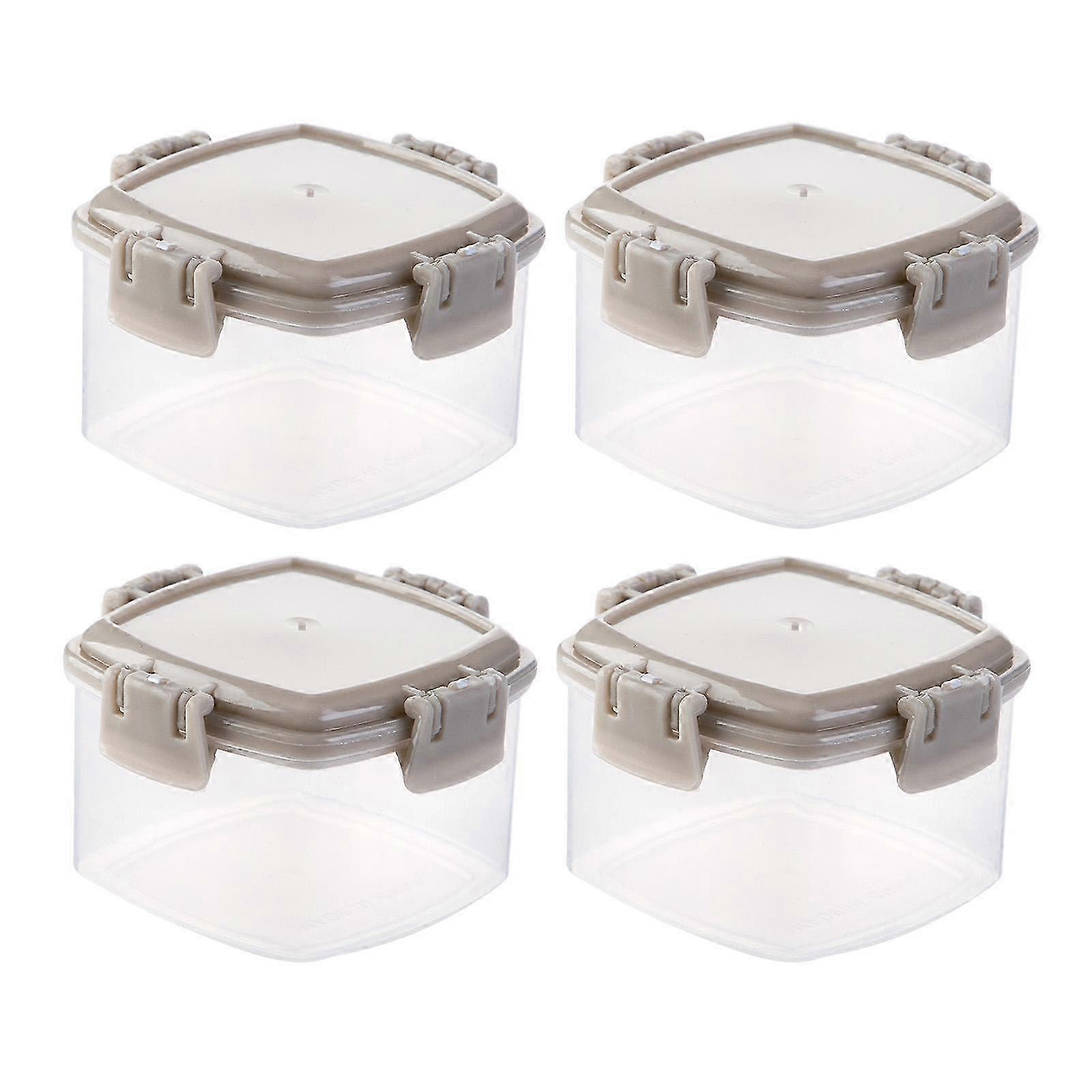 4 Pieces Small Squeeze Bottles, Empty Spice Jars, Multifunctional Clear Seasoning Bottles, Mini Containers for Hiking BBQ-color: Square Gray