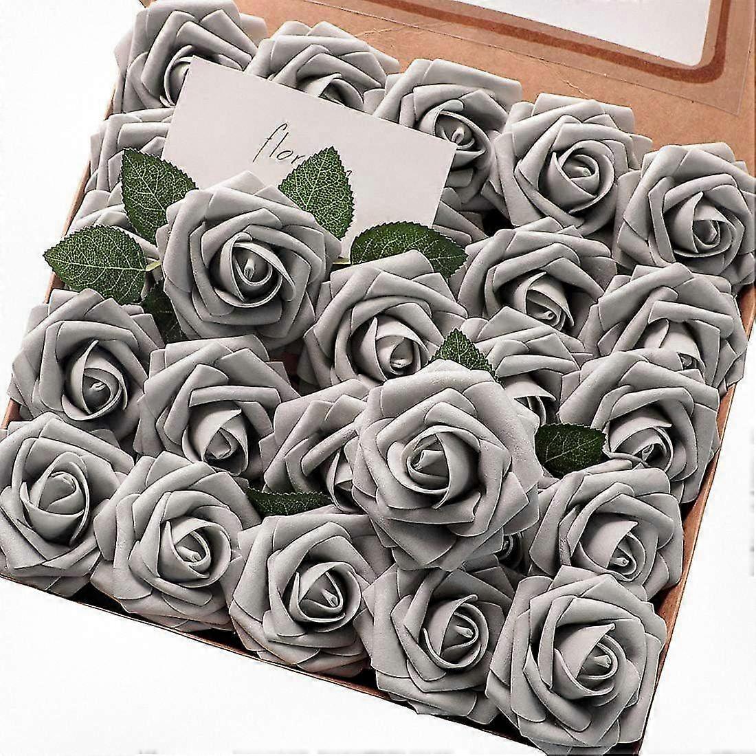 Lovely Handcrafted Faux Roses, 25 Pieces in a Box for Floral Arrangements and Decorations