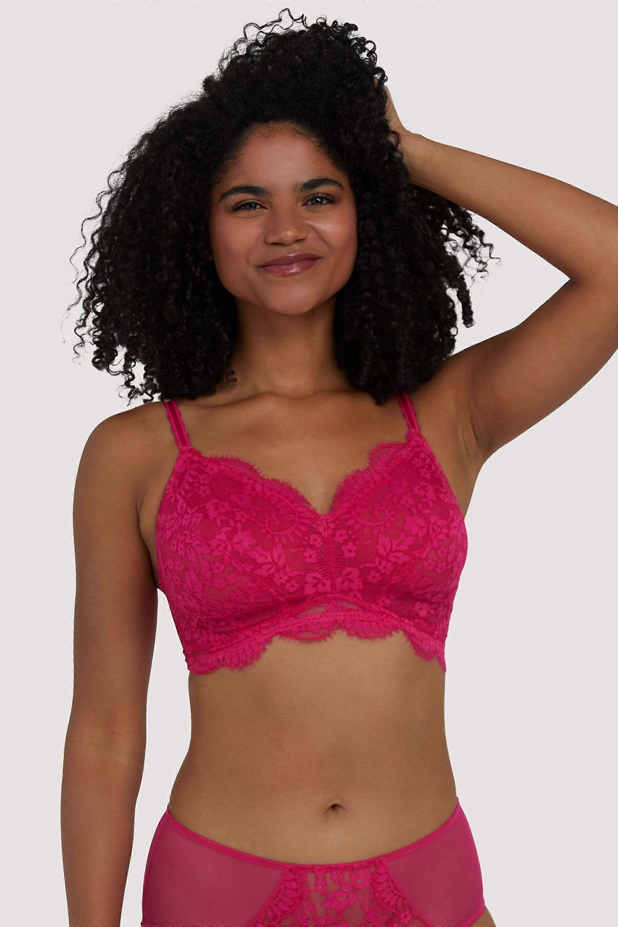 Deja Day Emma Hot Pink Wireless Bra - Pink - (Size - 32E)
