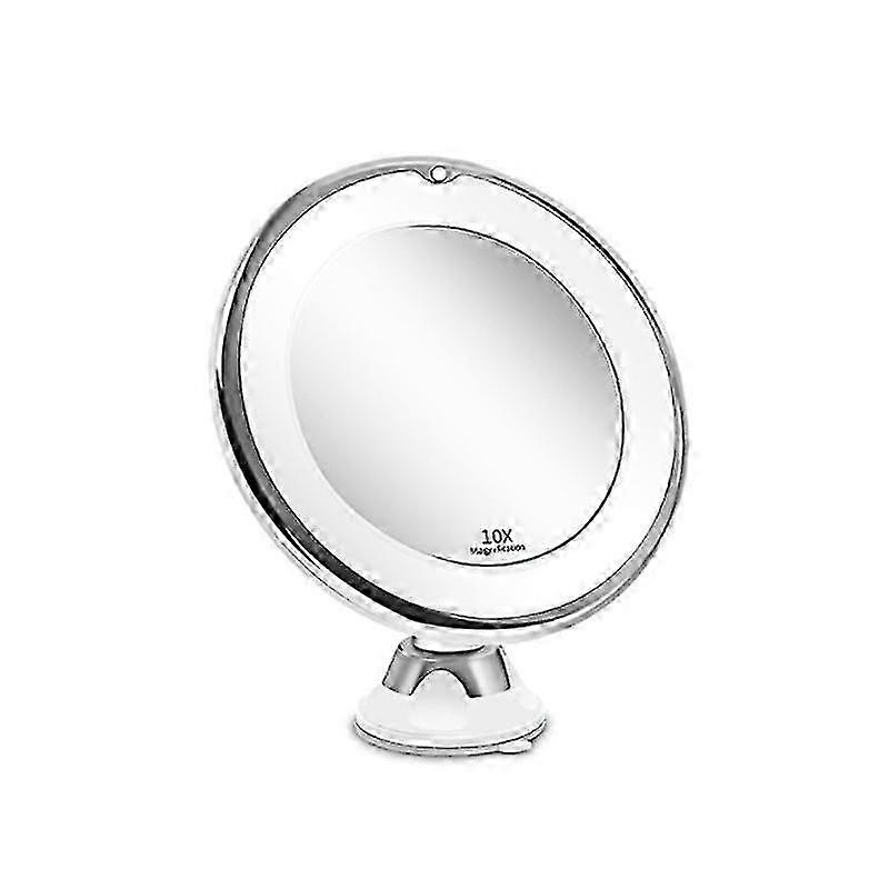 Makeup Mirror 10x Magnification, Led Lighting, Makeup Mirror 360 Degree Rotation, Integrated Suction Cup, Shaving Mirror, Wall Mounted Mirror, Magnify
