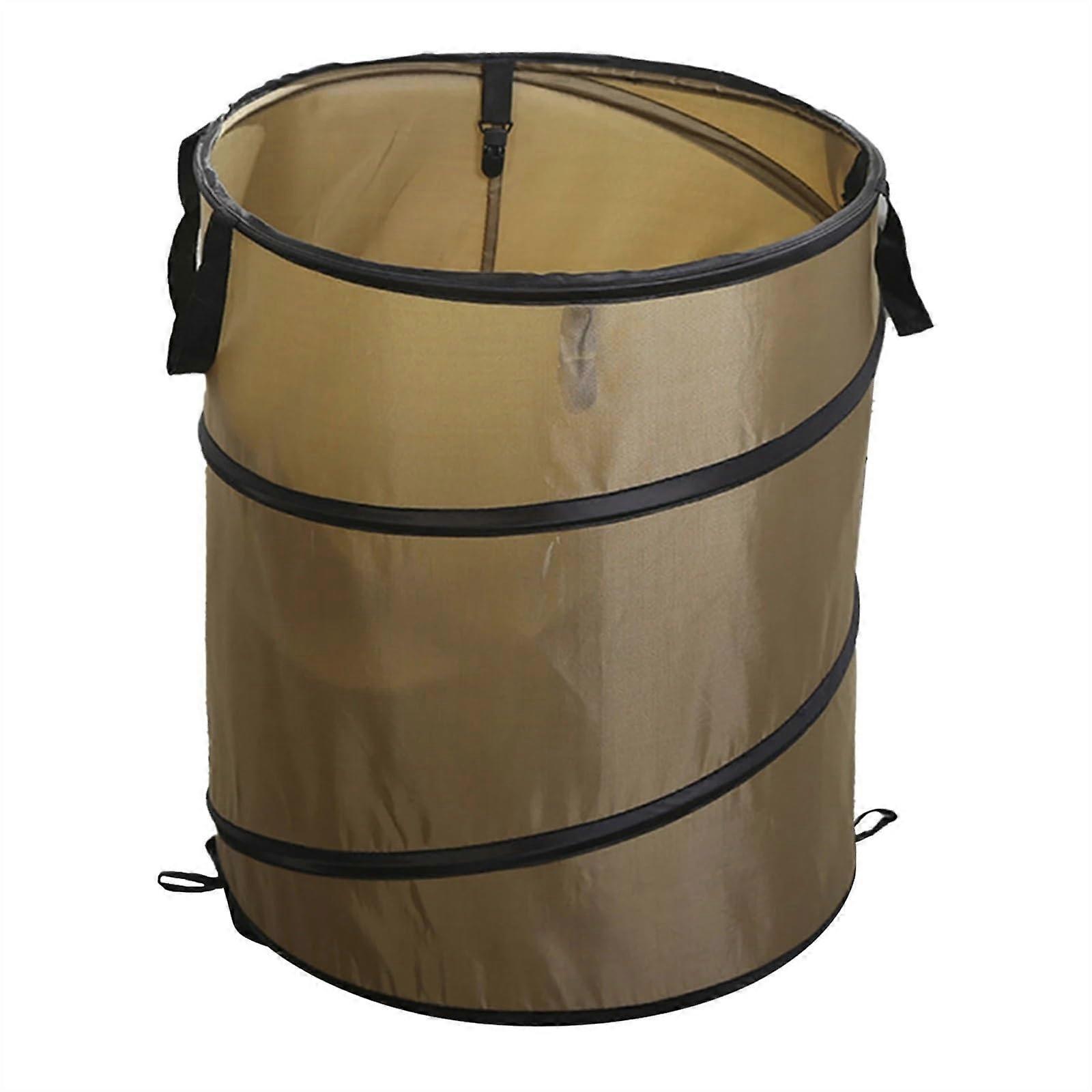 Garden waste bag garden tools camping trash can garbage bag portable leaf collection container for outdoor balcony garden (Dark Green)