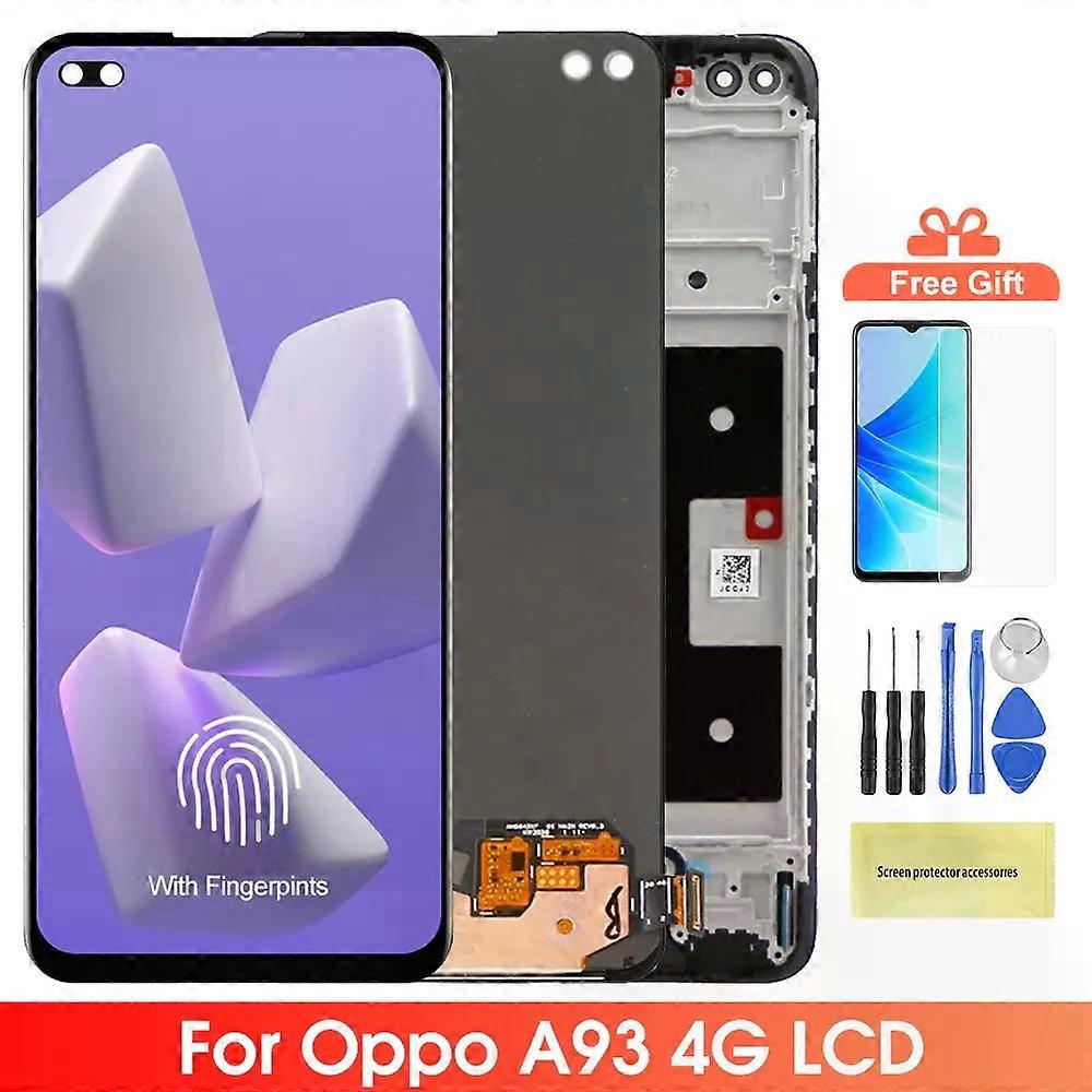 6.4" Amoled Screen for Oppo A93 CPH2121 CPH2123 Lcd Display Digital Touch Screen with Frame Assembly for Oppo A93 Replacement