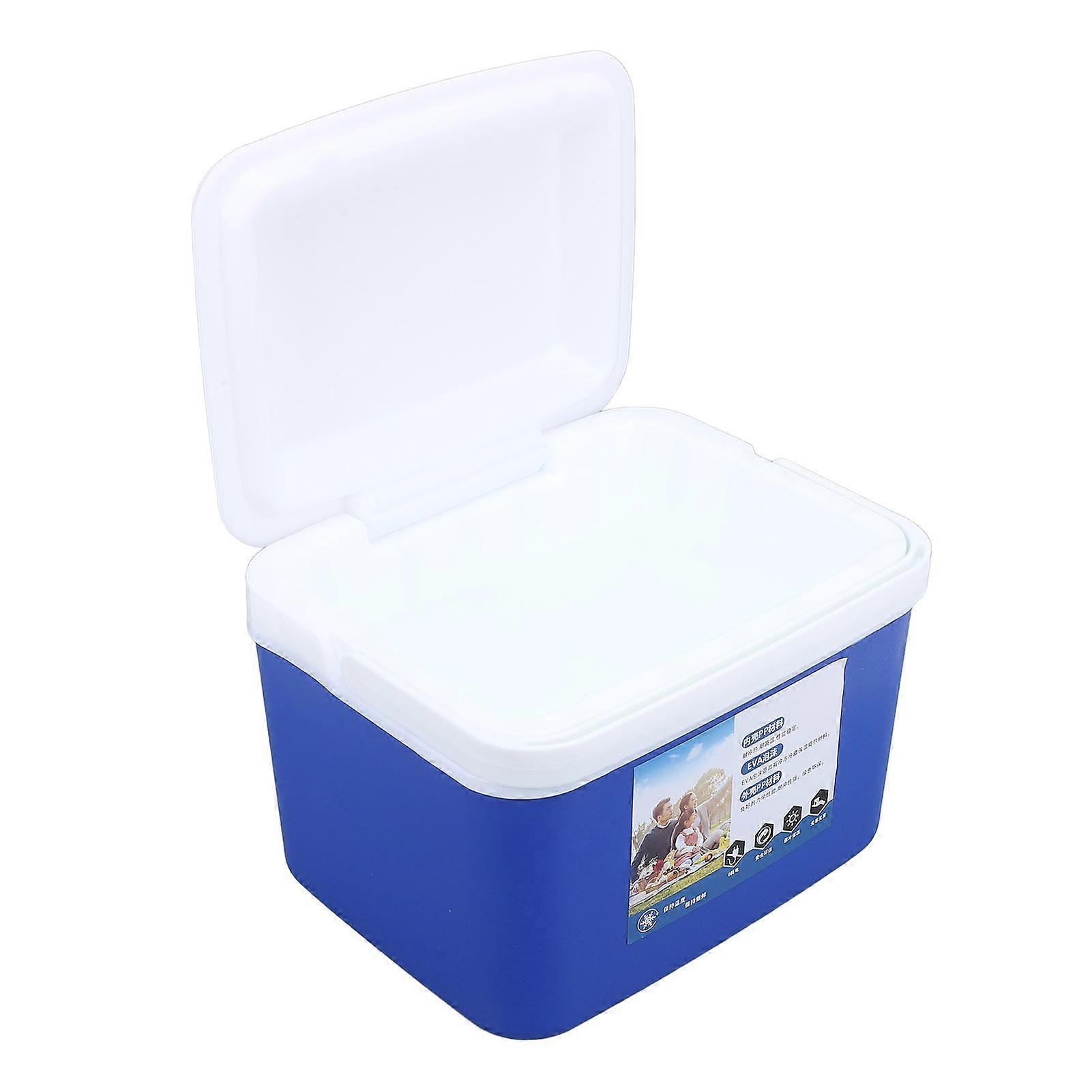 5L Portable Cooler Box Large Capacity Multifunctional Keeps Food Freshness and Drink Cool Insulated Hard Cooler Case for Travel Car Blue 