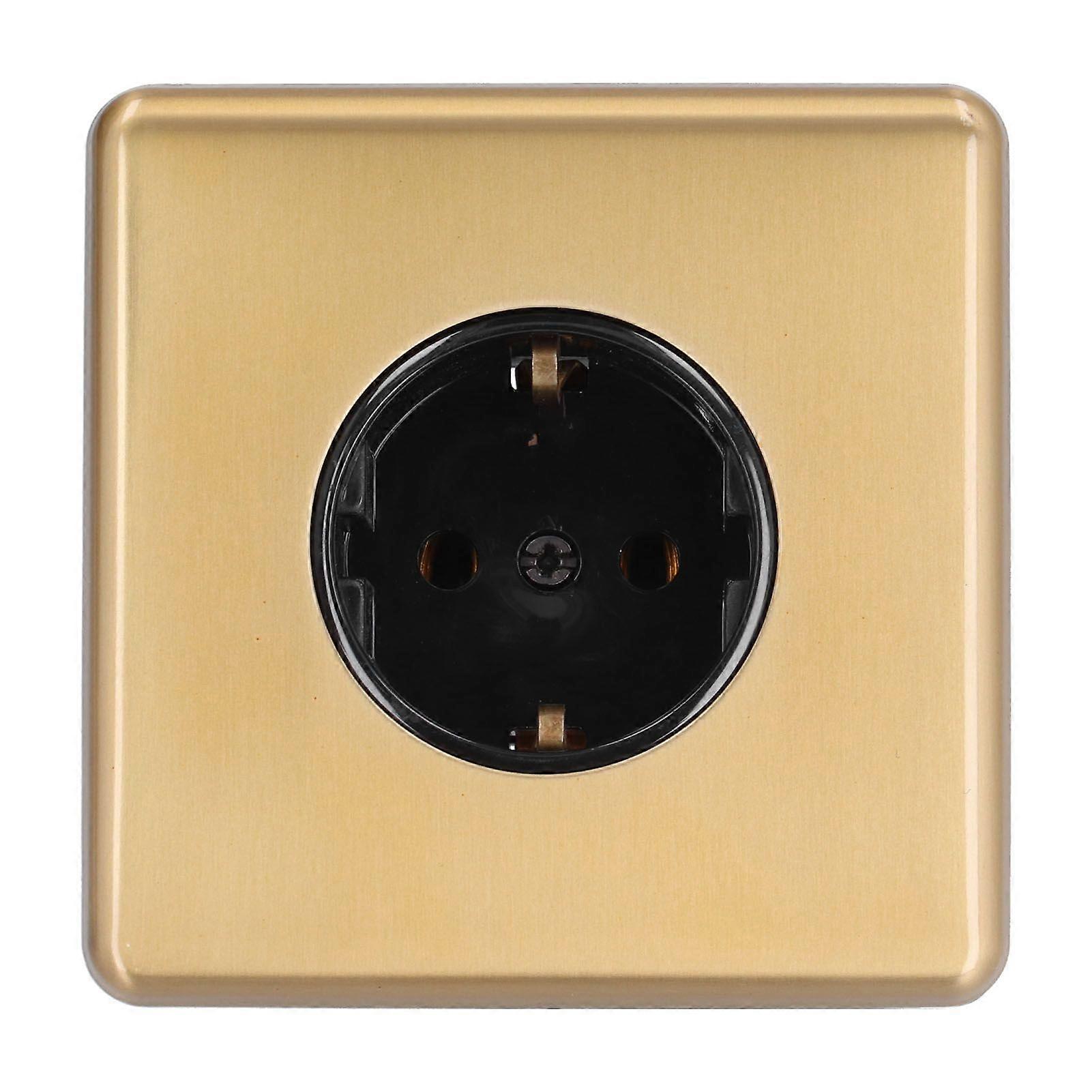 High quality  Single German socket stainless steel brushed panel wall socket 16A