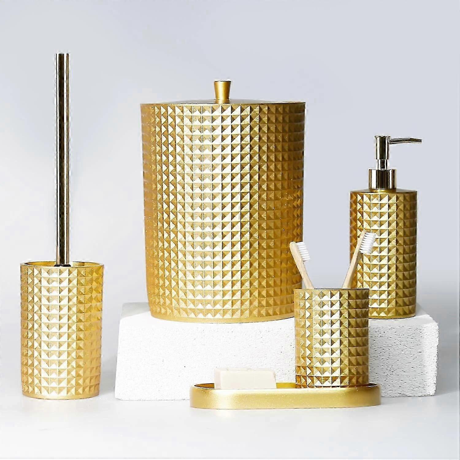 5-Piece Gold Neptune Bathroom Accessory Set