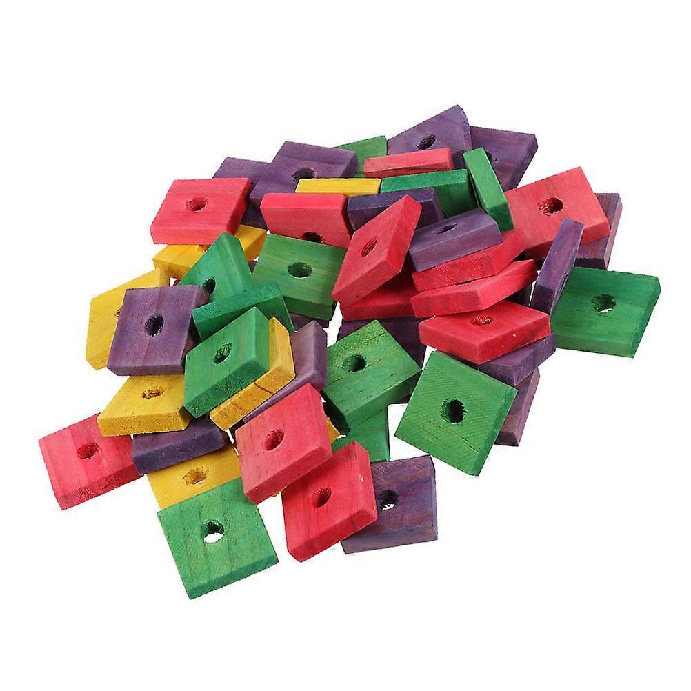Parrot Wooden Block Toys for Birds 50pcs Assorted Color Safe Chew Play Decorative