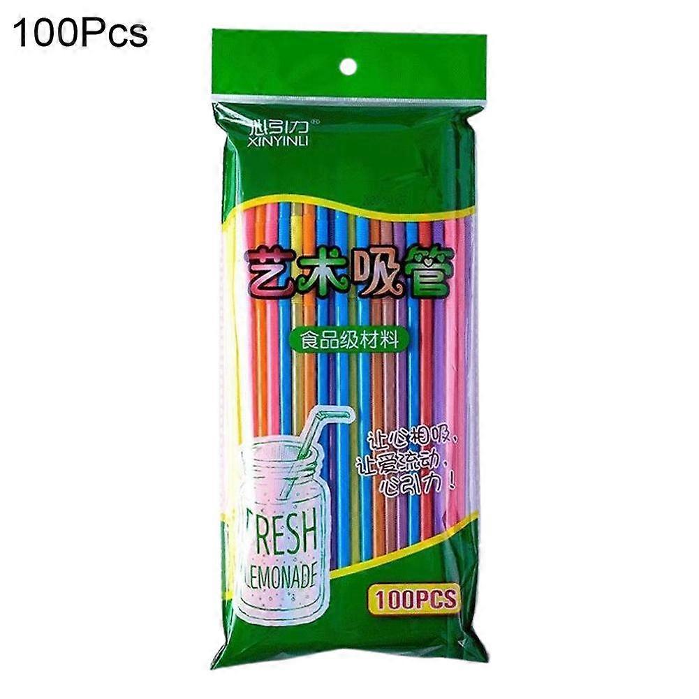 100Xストロープラスチックベンディカラフルなストロー誕生日結婚式サマーパーティー