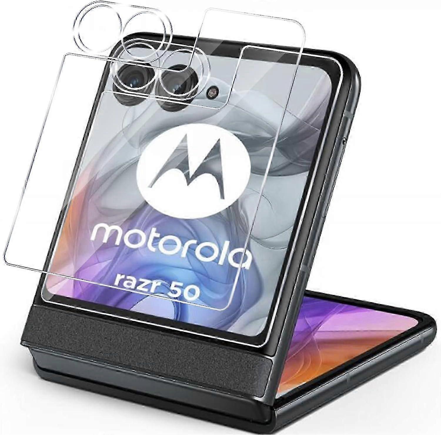 Motorola Razr 2/50 Ultra Tempered Glass Front Screen Protector and Camera Lens Protector 用2 + 50パック、HDクリア9H硬度フィルムバブルフリー