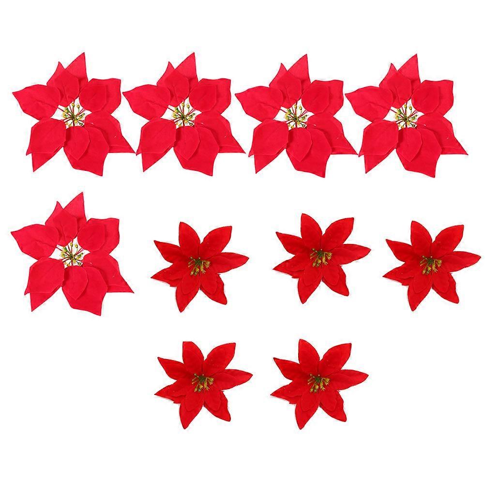 Artificial Flower Adornments Christmas Tree Decoration Elegant Design Red 21x21cm Brightness 10Pcs
