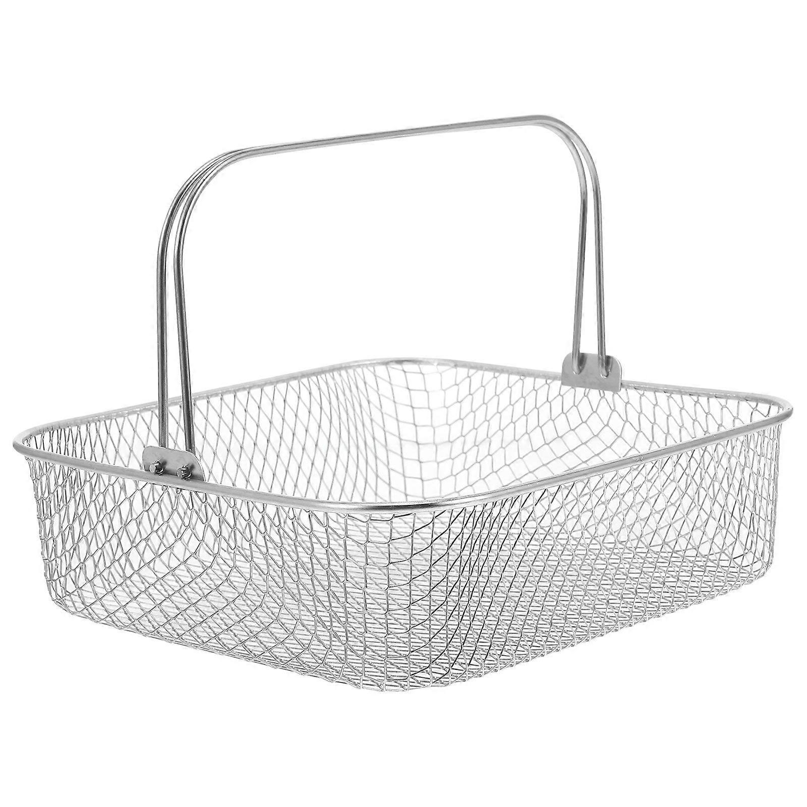 Quadratischer Luftfritteusenkorb, Luftfritteusen-Metallkorb, Luftfritteusen-Backkorb mit Griff