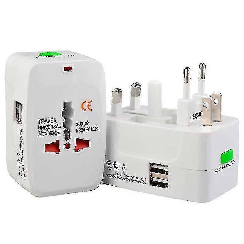 Universal Dual USB Travel Adapter for Multiple Countries, Compatible with European and British Standard Plug Systems