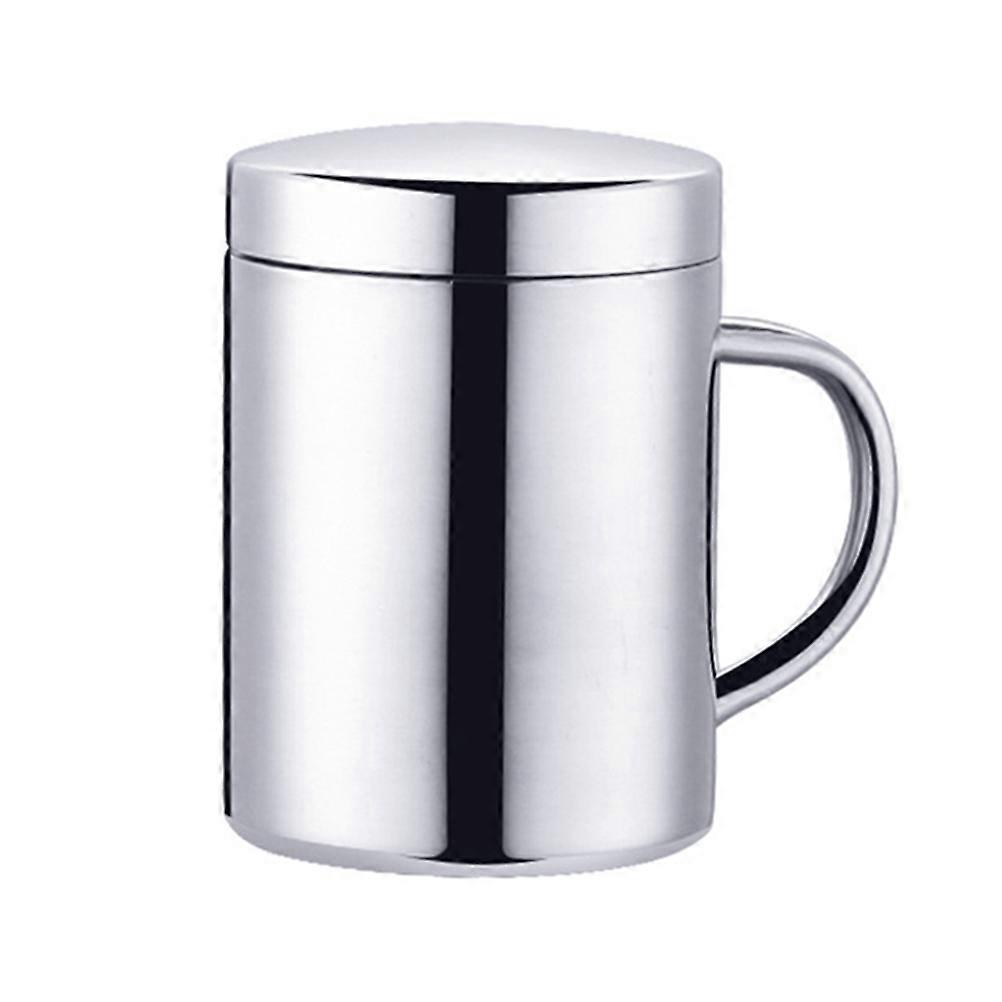 Thermal Coffee Cup Stainless Steel Double Layer Portable Insulated Mug Silver 7x7x9 3cm 1Pc