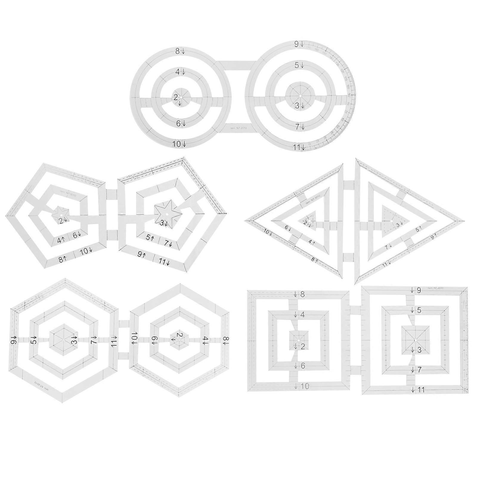 Sewing Equipment Precise Sewing Marking Ruler Triangle Artisans Sewing Tailoring Pattern Design 5Pcs