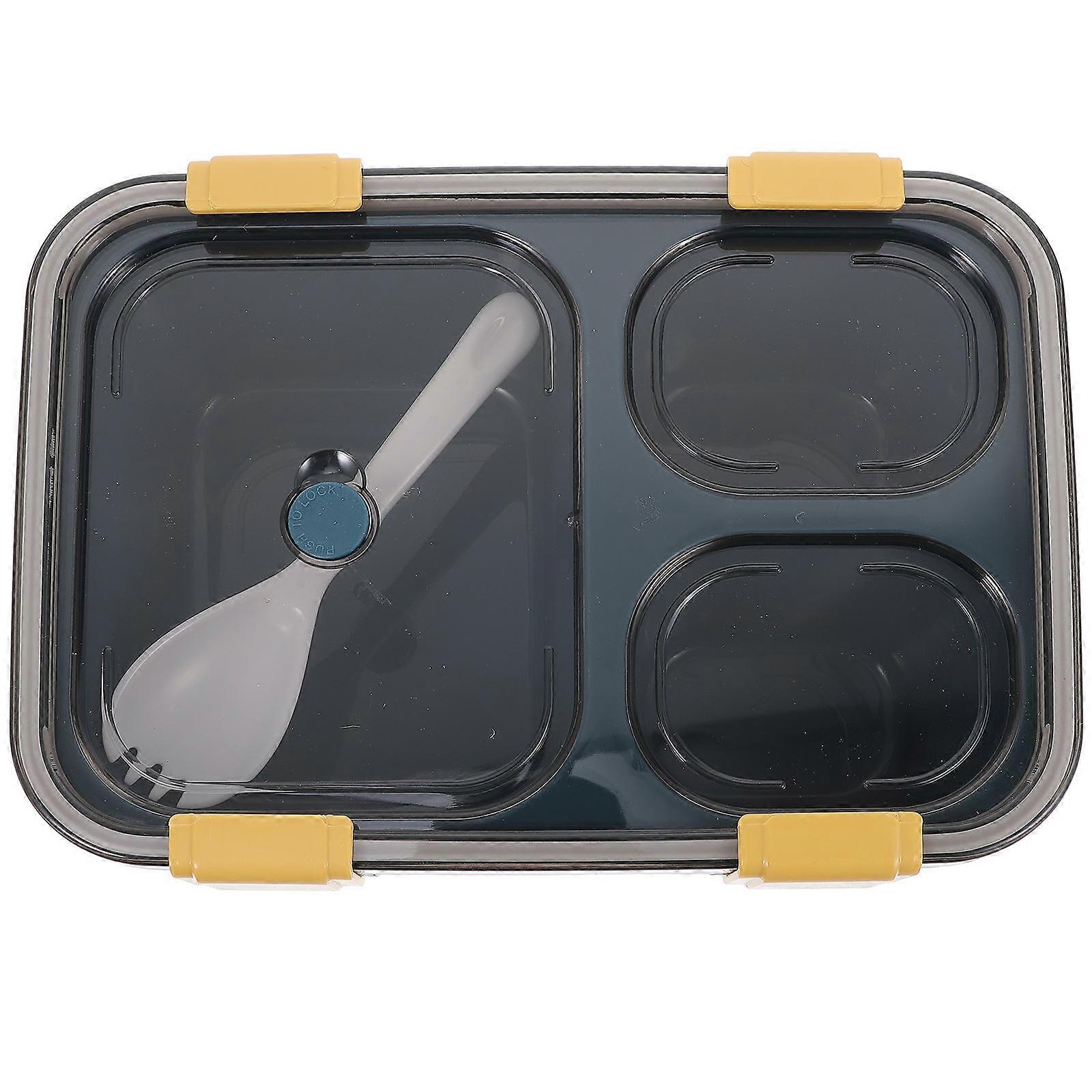 Lunch Box Compartments Microwavable Portable Design Rectangular Shape 920ml Blue 1Pcs