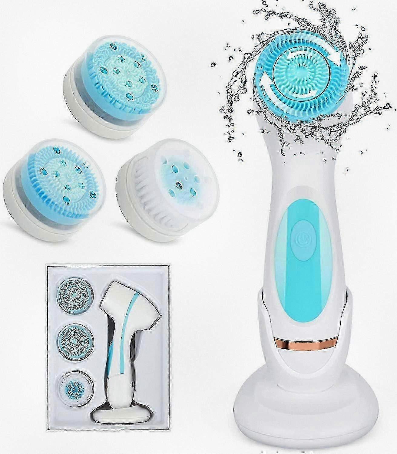 Αδιάβροχη Ηλεκτρική Βούρτσα Καθαρισμού Προσώπου με 3 Κεφαλές Βούρτσας, USB Επαναφορτιζόμενη Συσκευή Καθαρισμού Προσώπου για Απολέπιση &; Βαθύ Καθαρισμό