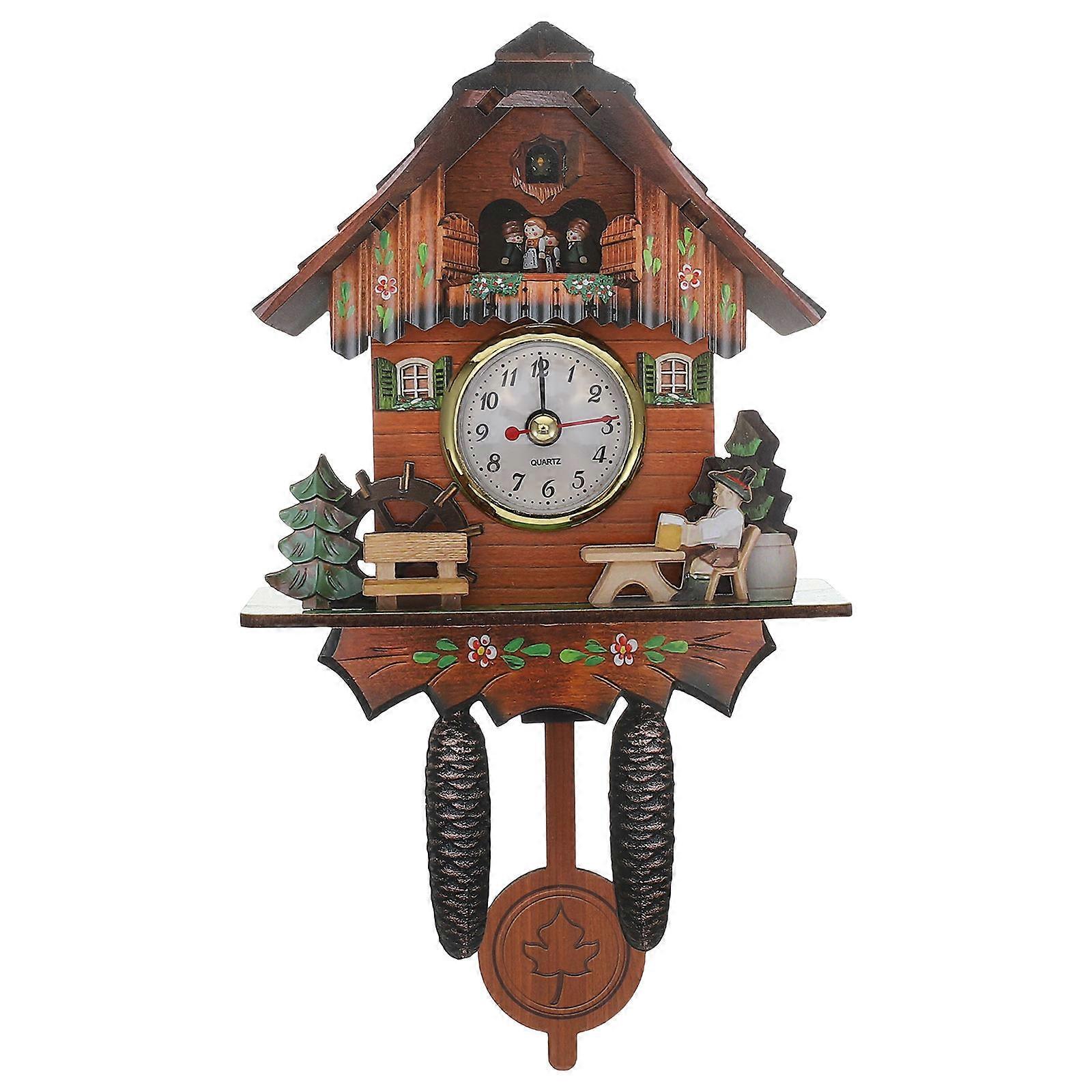 Traditional Wooden Clock Cuckoo Clock for Home Decor Enthusiasts Time Display and Pendulum Feature 1Pack