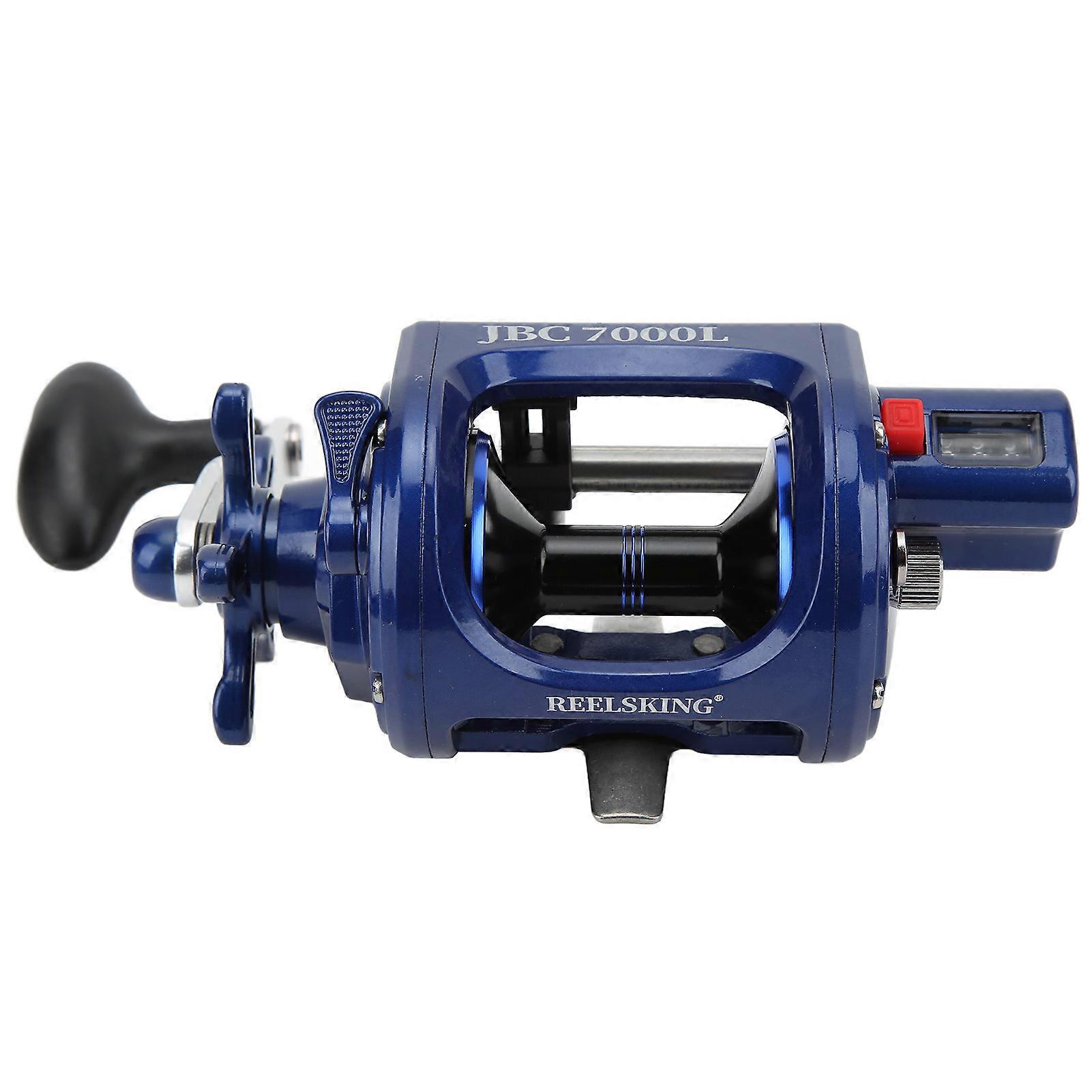 JBC7000L Aluminum Alloy Spinning Fishing Reel 4.3:1 Gear Ratio 7/14 Drag with Line Counter for Sea Fishing