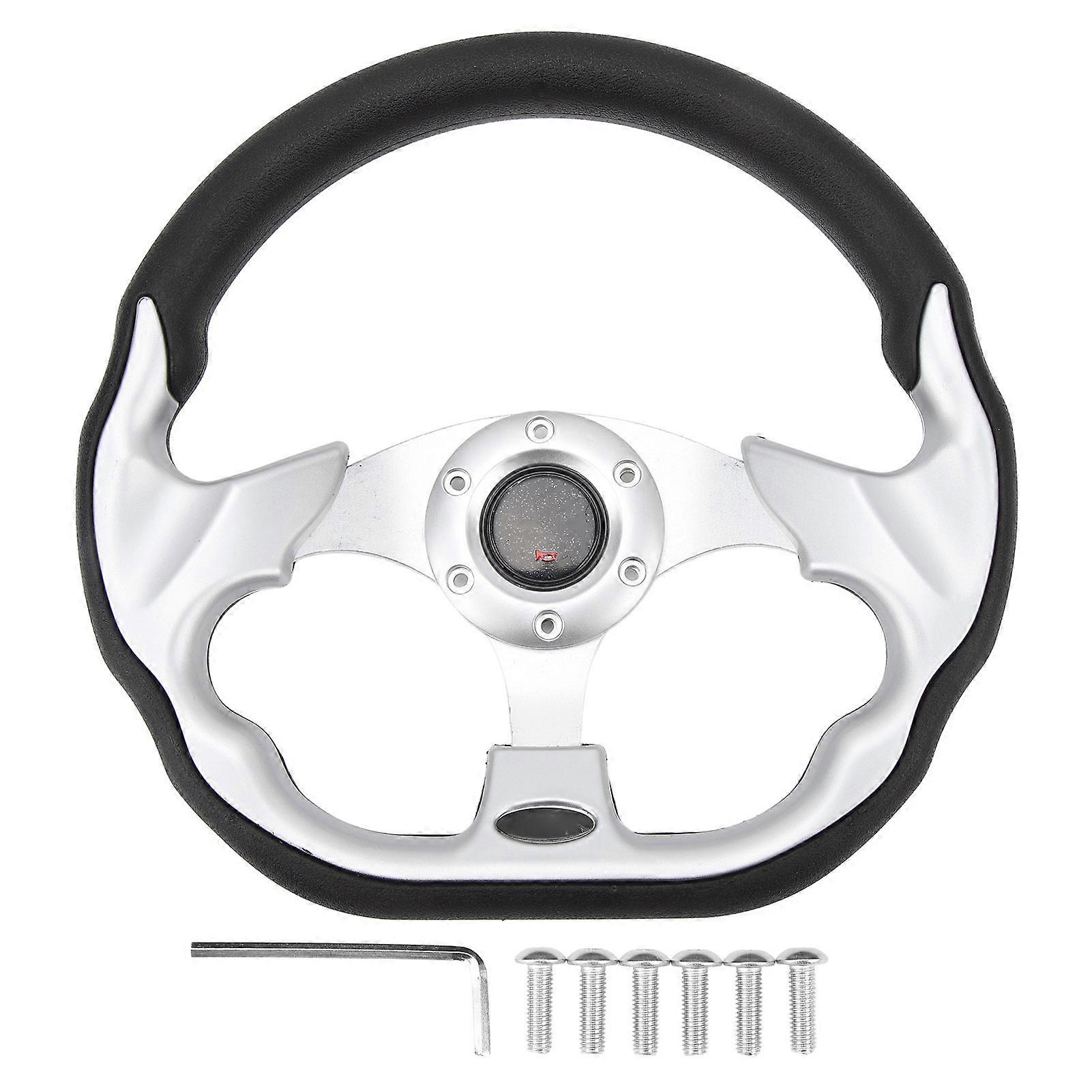 Volant de voiturette de golf 12,5 pouces, universel, 6 trous, remplacement pour E‑Z‑GO TXT et RXV, argent