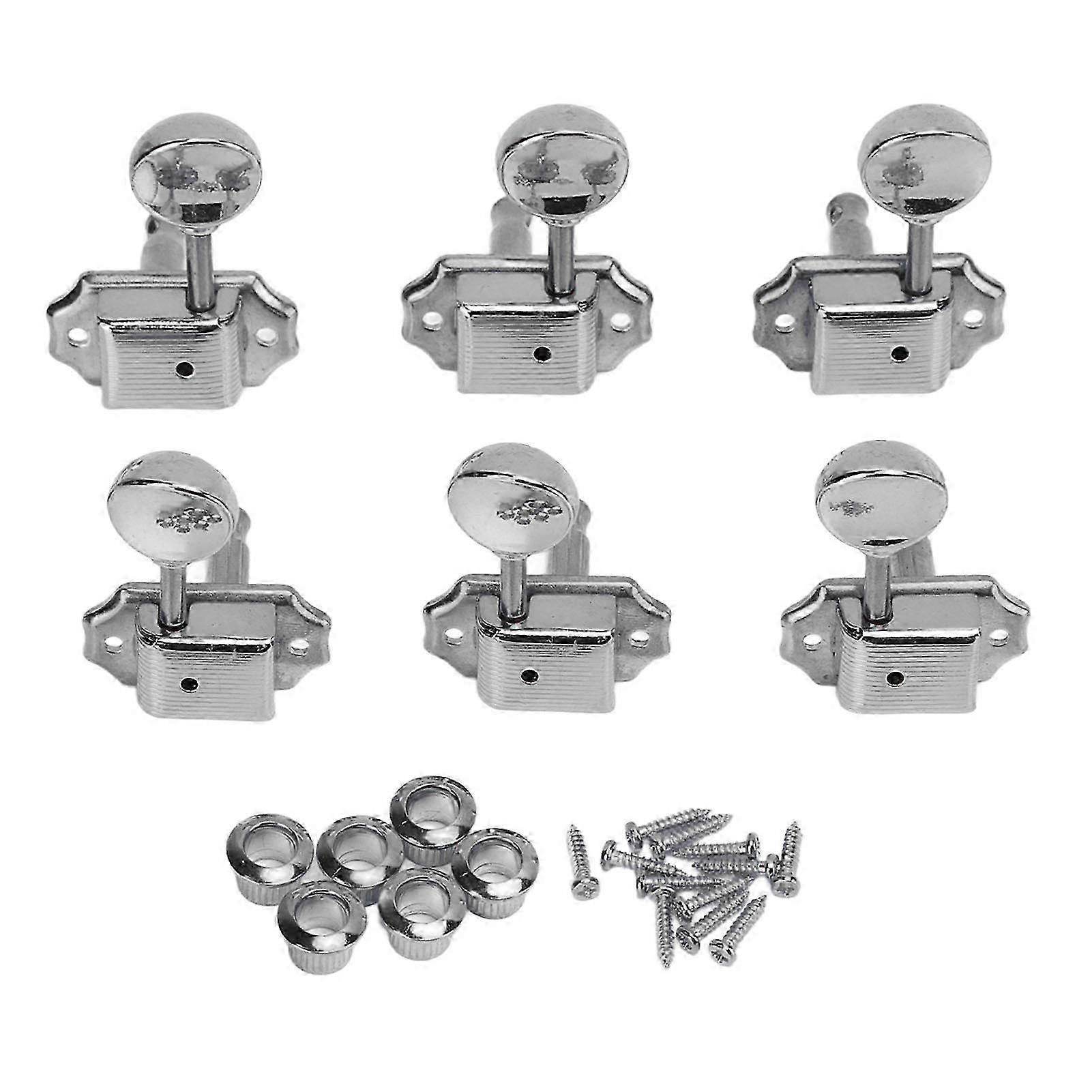 6Pcs Guitar String Tuning Peg Metal Tuner Key Machine Head Set Kit for Acoustic Electric Silver