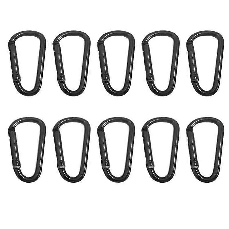 Aluminium D-Shape Carabiner Hooks Set 10PCS Mini Spring Clips for Camping Travel Hiking Keychain 10pcs Black