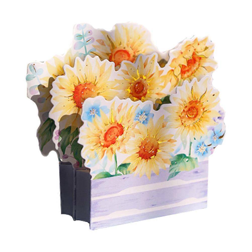 Creative Flower Greeting Card For Festival Occasions Sky-Blue 14.5x13.5cm 3D Design 1Set