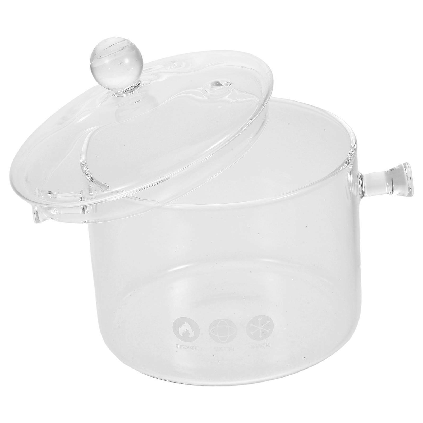 Glass Stovetop Pot With Tightfitting Lid For Pasta Heat Retention 1Set