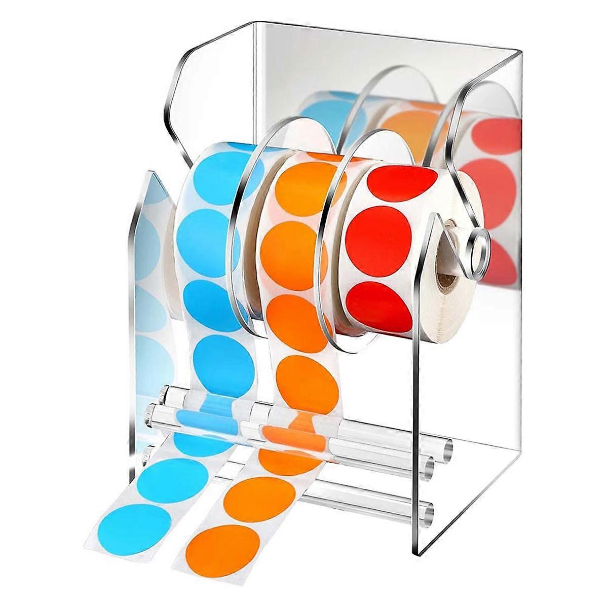 Adjustable Label Dispenser 3 Disks Sticker Roll Holder Acrylic Clear Label Roll Holder for Office H