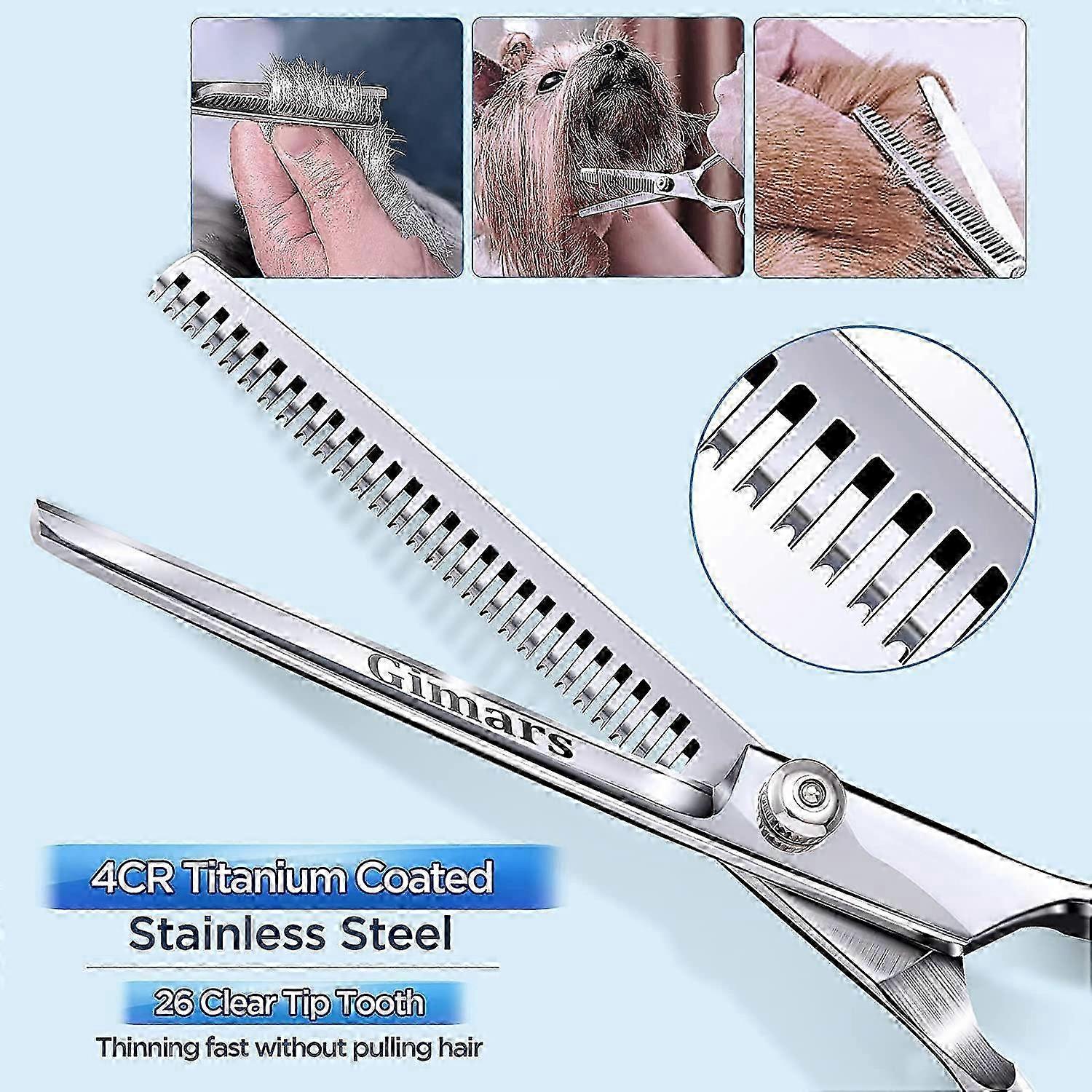 4CR الفولاذ المقاوم للصدأ السلامة جولة تلميح 6 في 1 الاستمالة مقص ، الثقيلة التيتانيوم المغلفة تشذيب المقصات